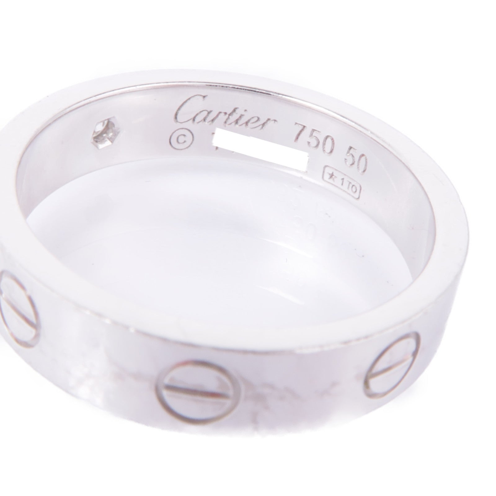 CARTIER 18K白金Mini Love Ring 1P Diamond鑽石戒指Cartier#50/US#5.25