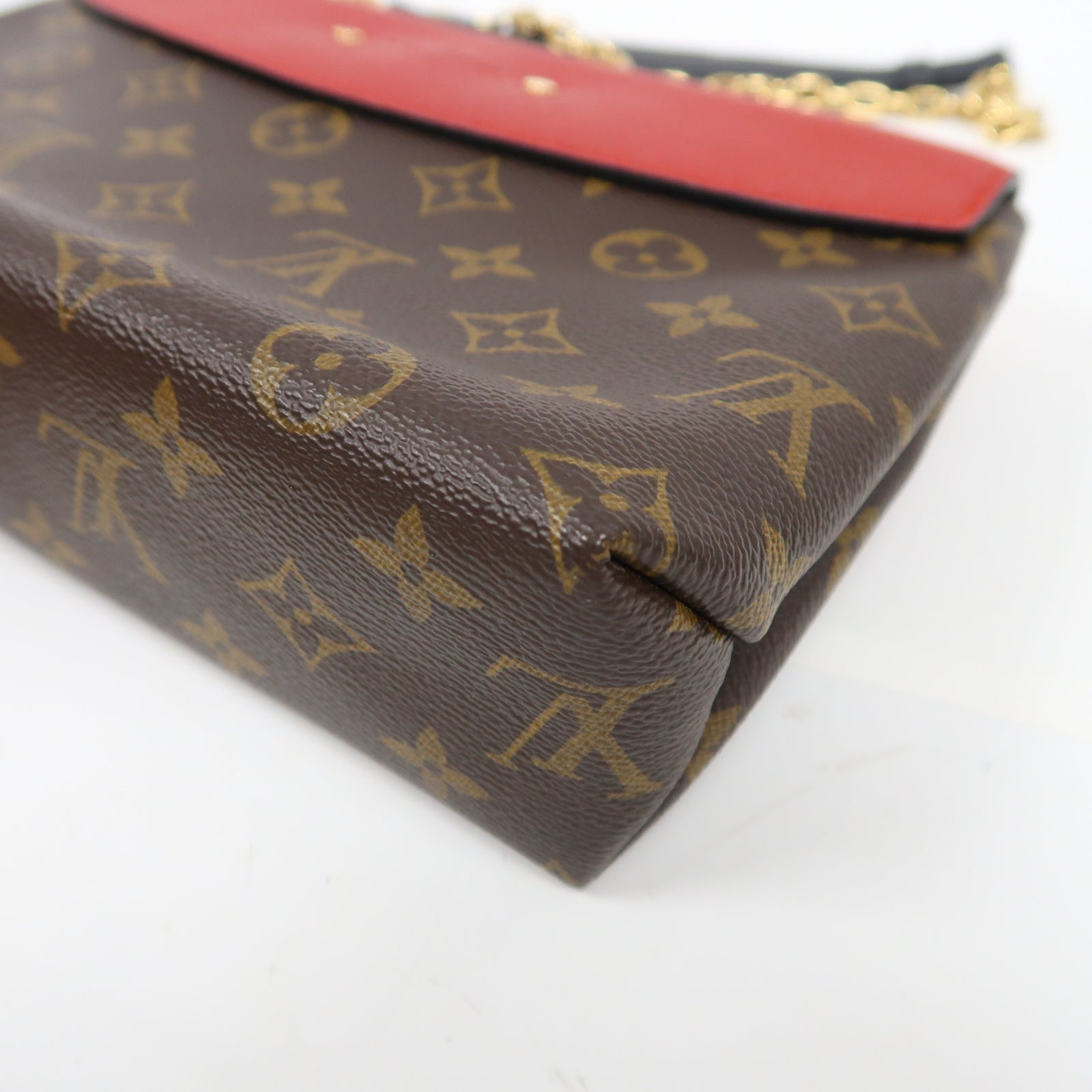 LOUIS VUITTON 【激減優惠】Monogram Saint Placide金扣鏈帶肩背袋啡色/紅色