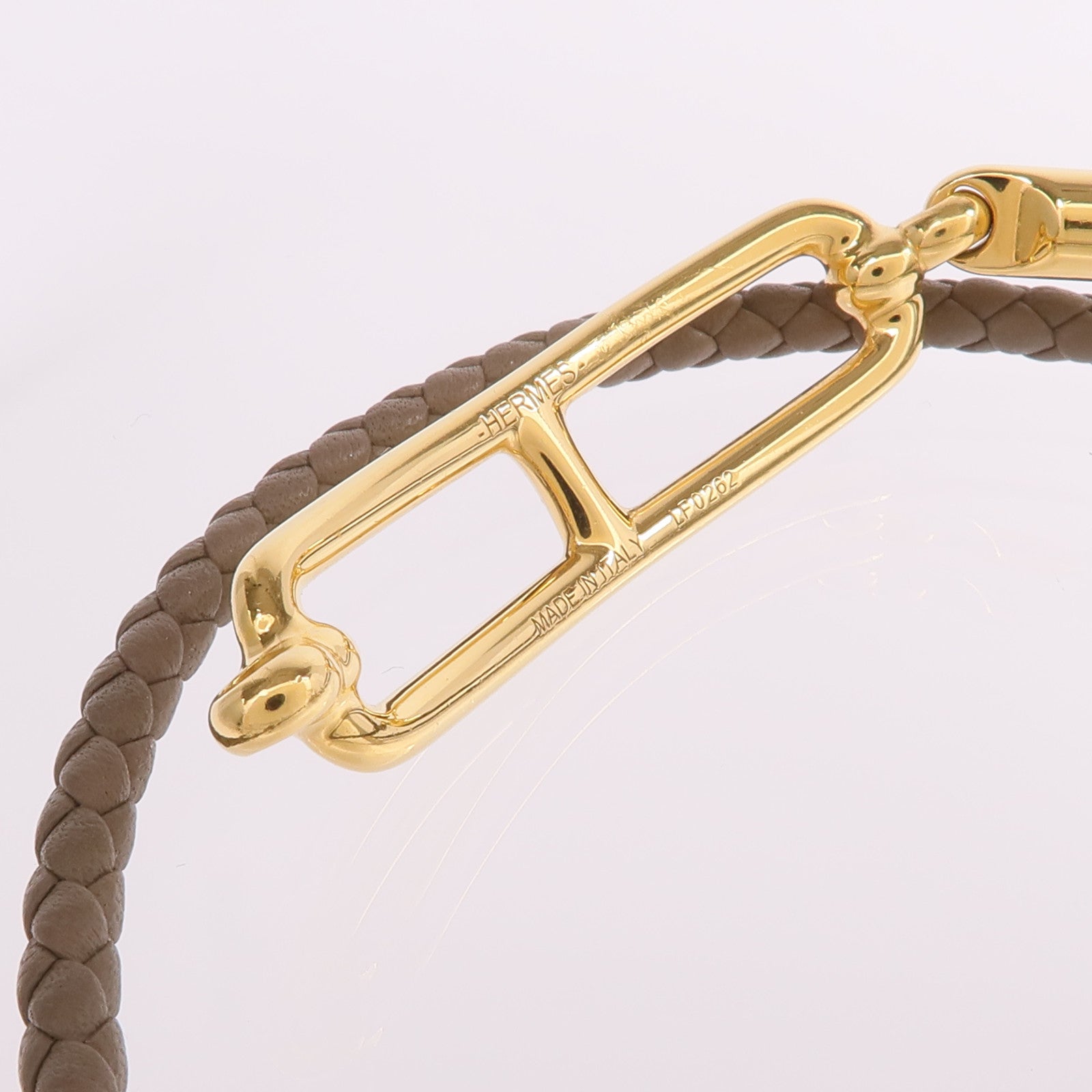 HERMES Swift皮革Roulis Double Tour Bracelet金扣手帶Etoupe