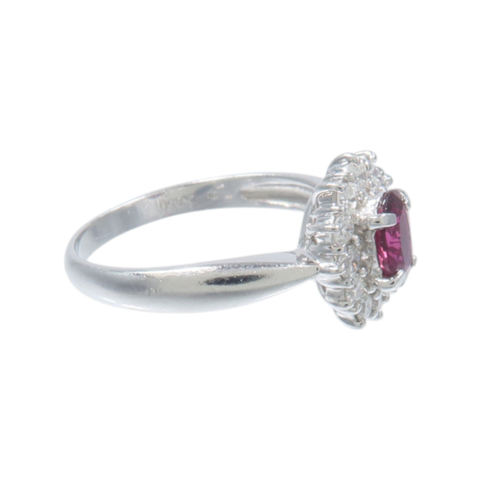 JEWELRY 【激減優惠】PT850鉑金Ruby Diamond Ring紅寶石/鑽石戒指
