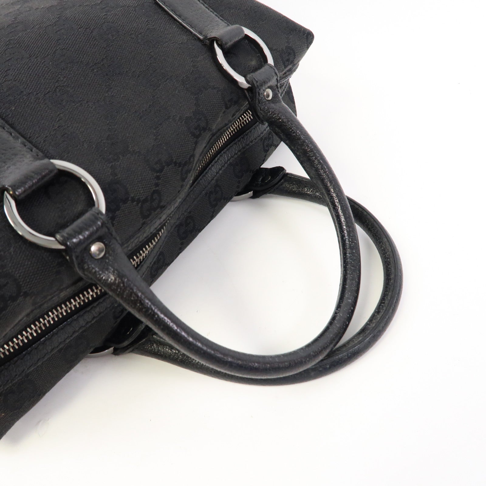 GUCCI 帆布Hand Bag銀扣手挽袋黑色