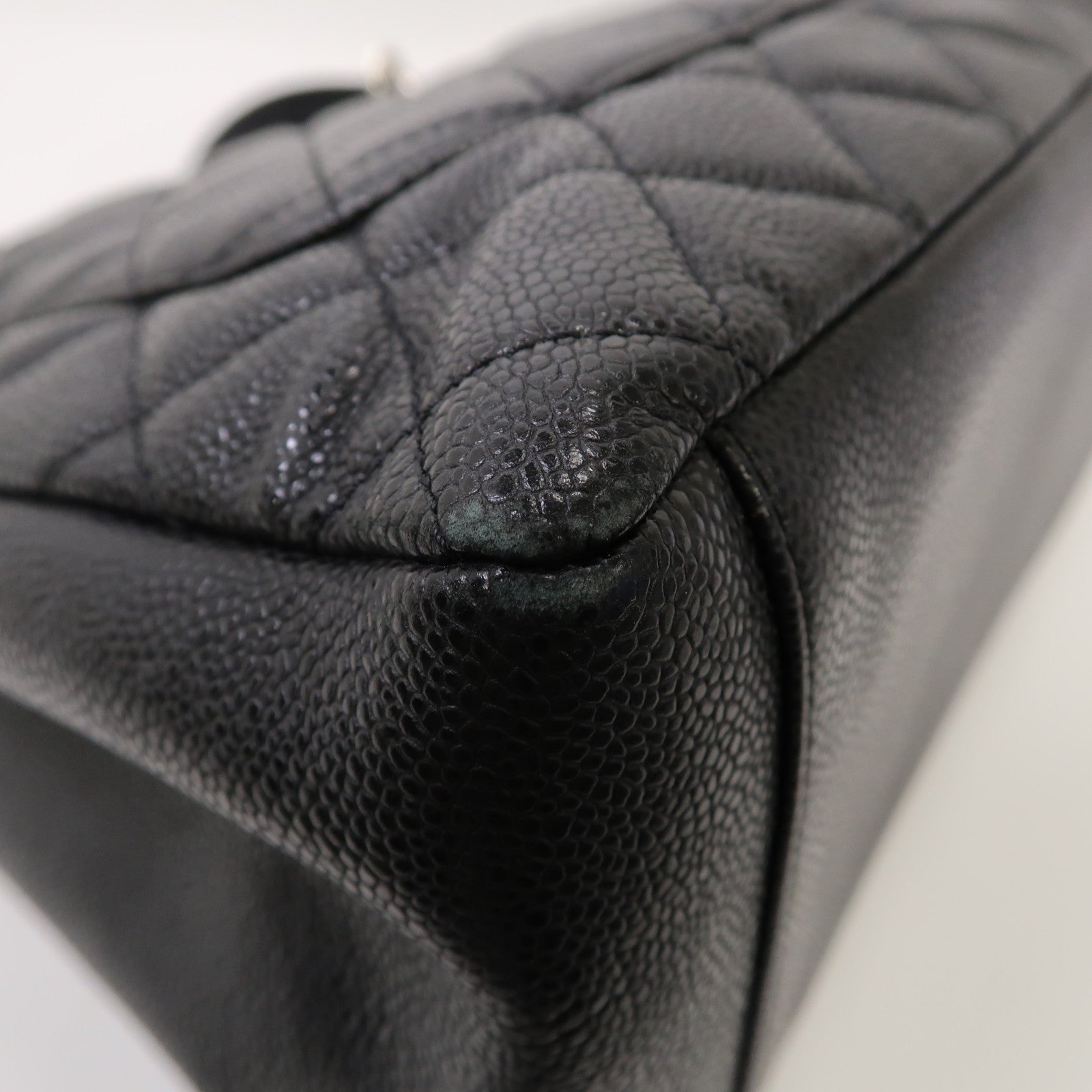 CHANEL 菱格Caviar皮革Grand Shopping Tote Bag銀扣肩背袋黑色