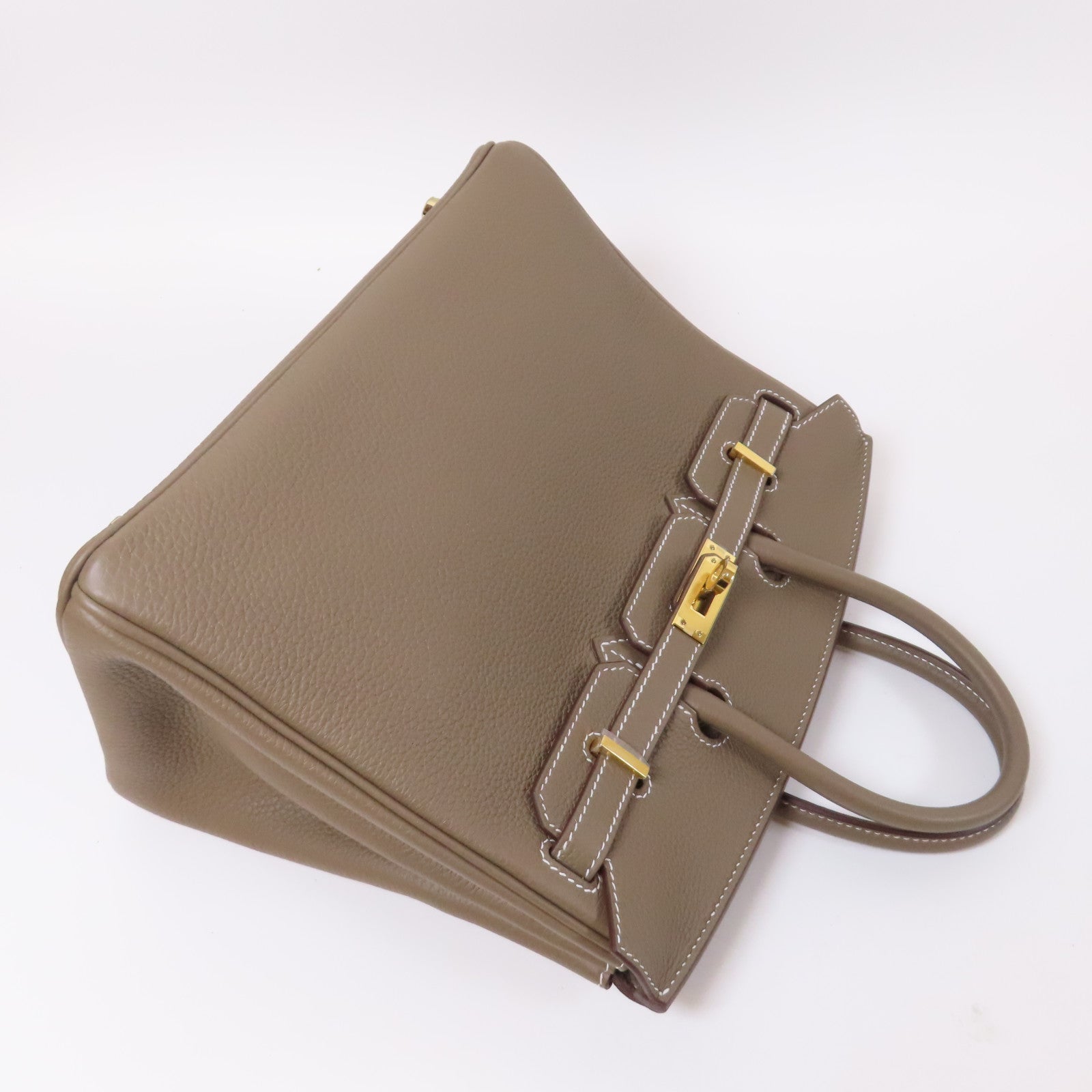 HERMES Togo皮革Birkin 25金扣手挽袋灰色