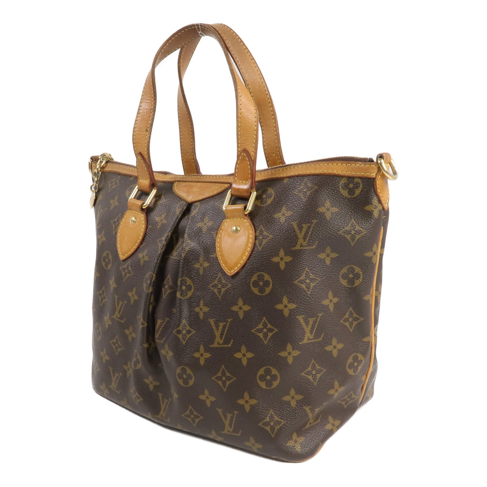 LOUIS VUITTON Monogram Palermo PM金扣手挽肩背兩用袋棕色