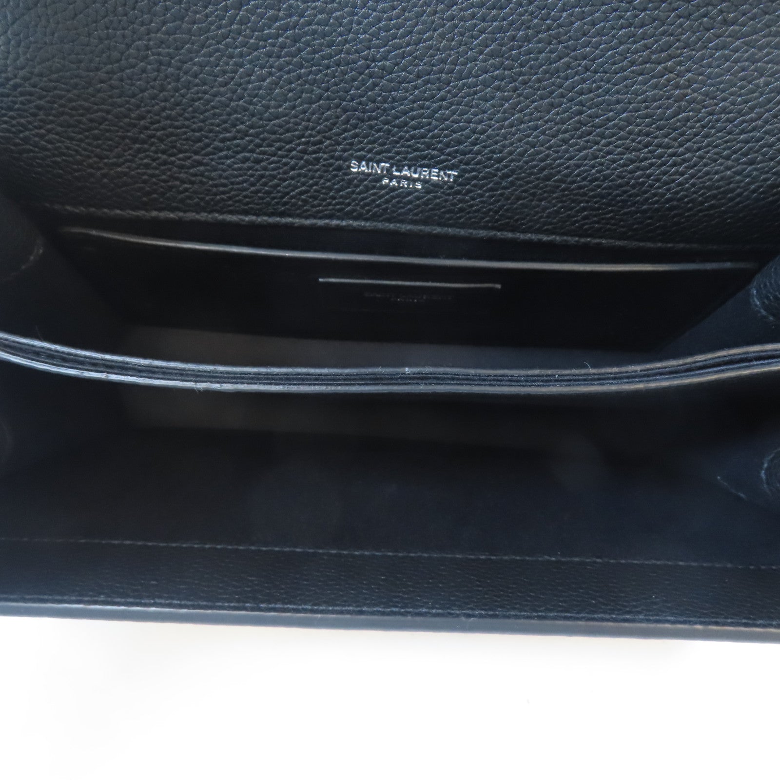 SAINT LAURENT 牛皮皮革Sunset銀扣肩背袋黑色
