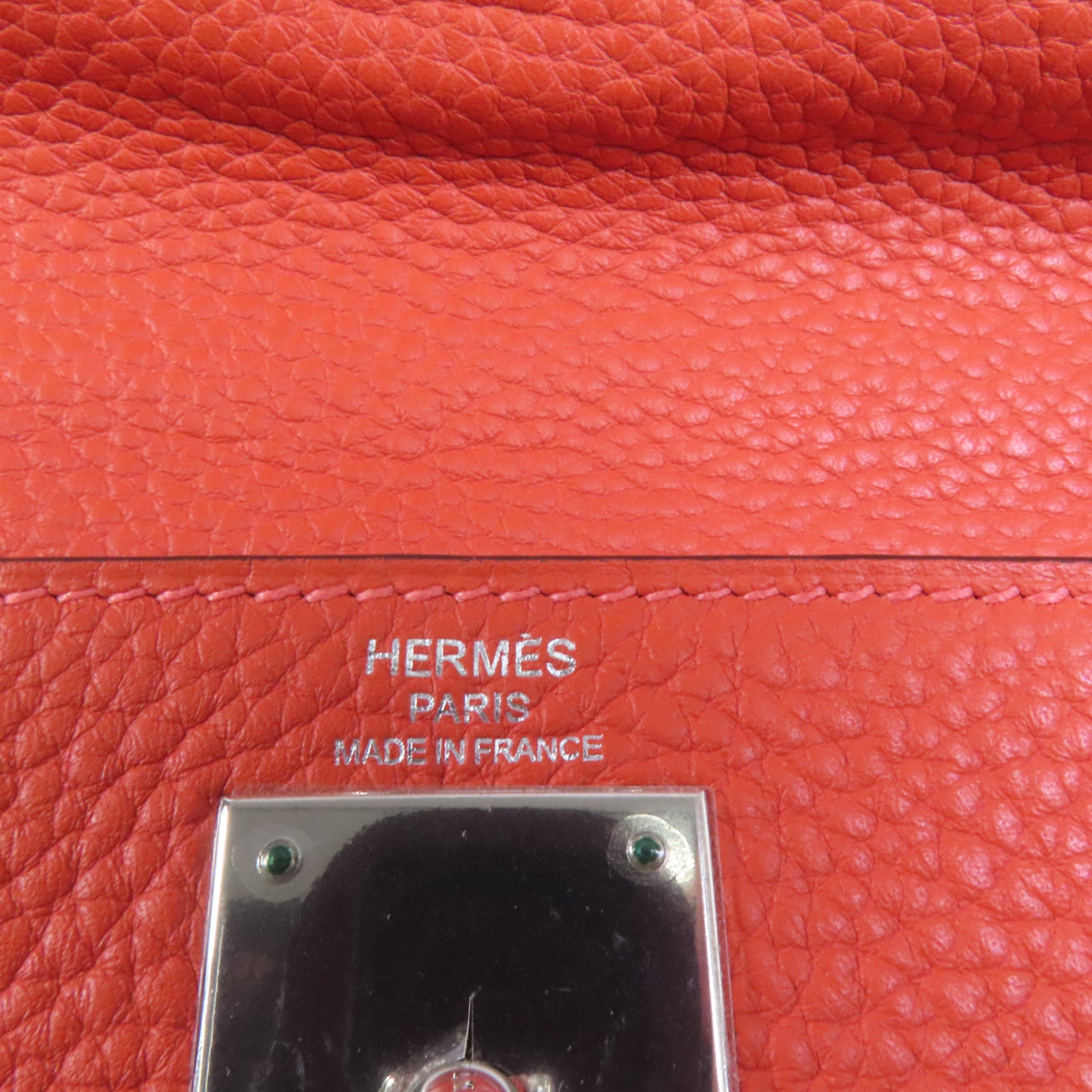 HERMES Clemence皮革Kelly 28銀扣手挽肩背兩用袋Rouge Pivoine