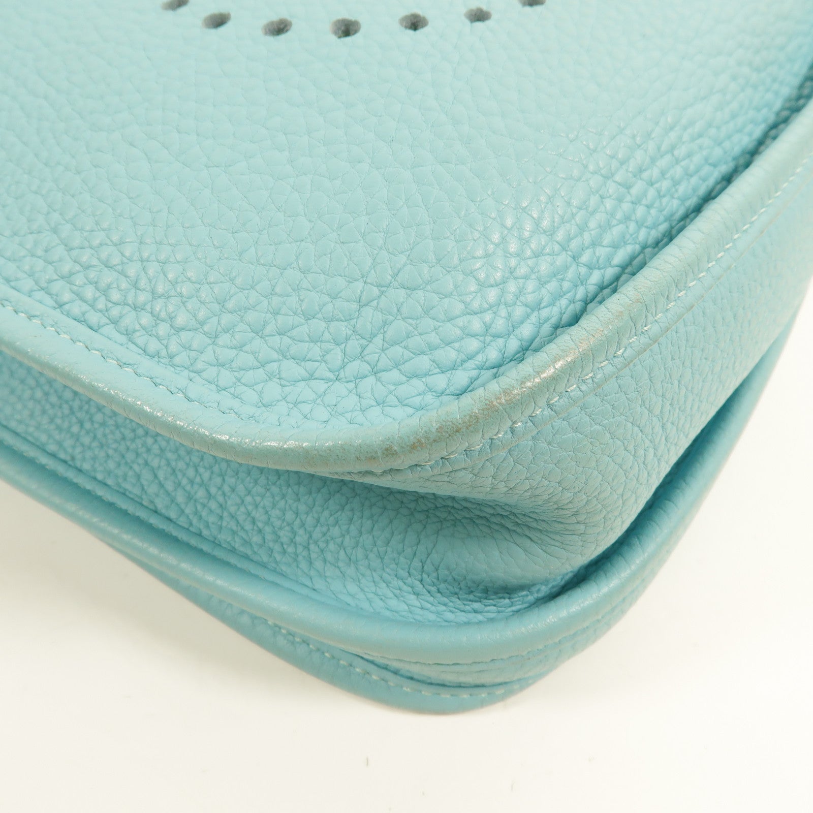 HERMES Clemence皮革Evelyne PM 肩背袋Bleu Atoll