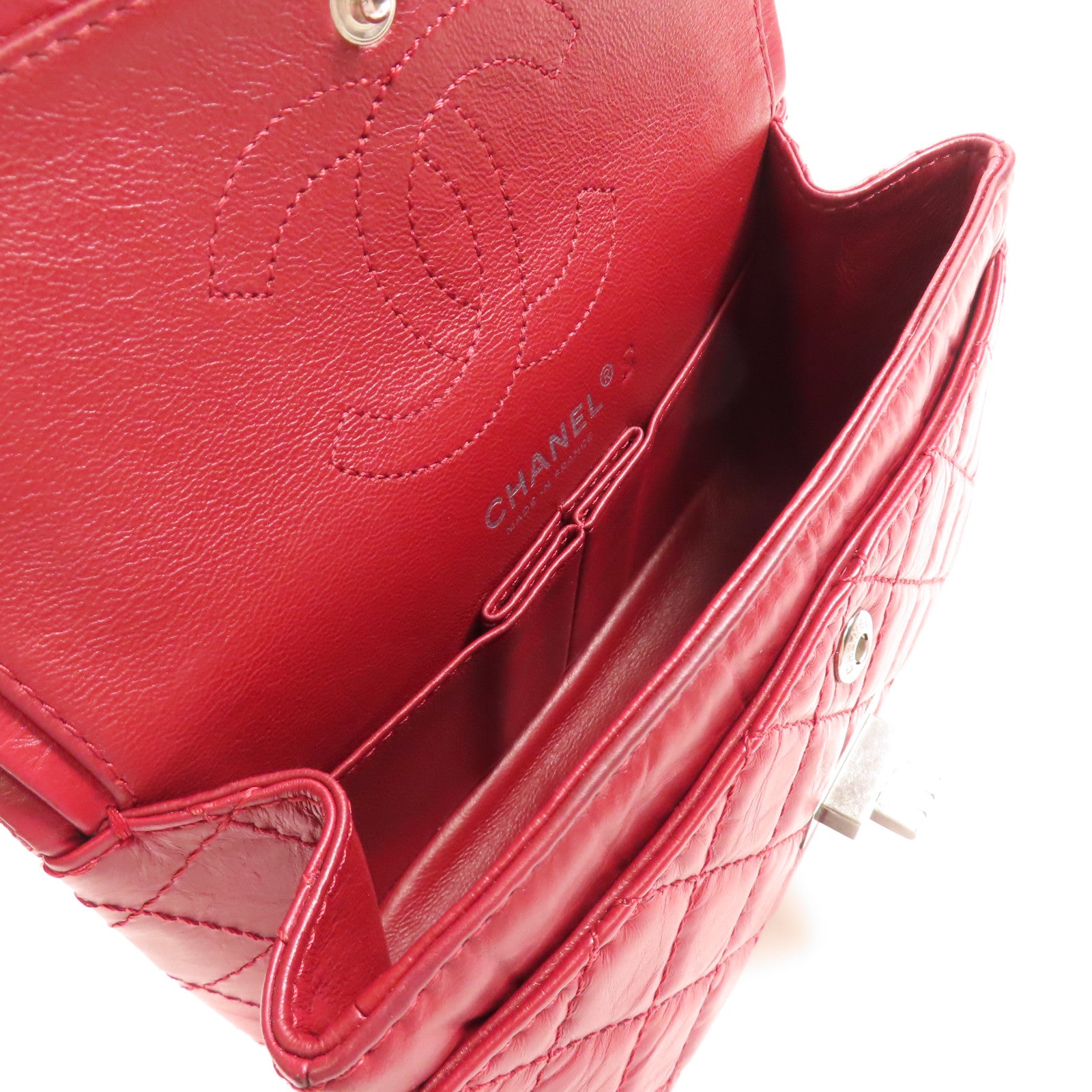 CHANEL CC 2.55 Mini Chain Shoulder Bag AS0874 Calfskin Leather Red