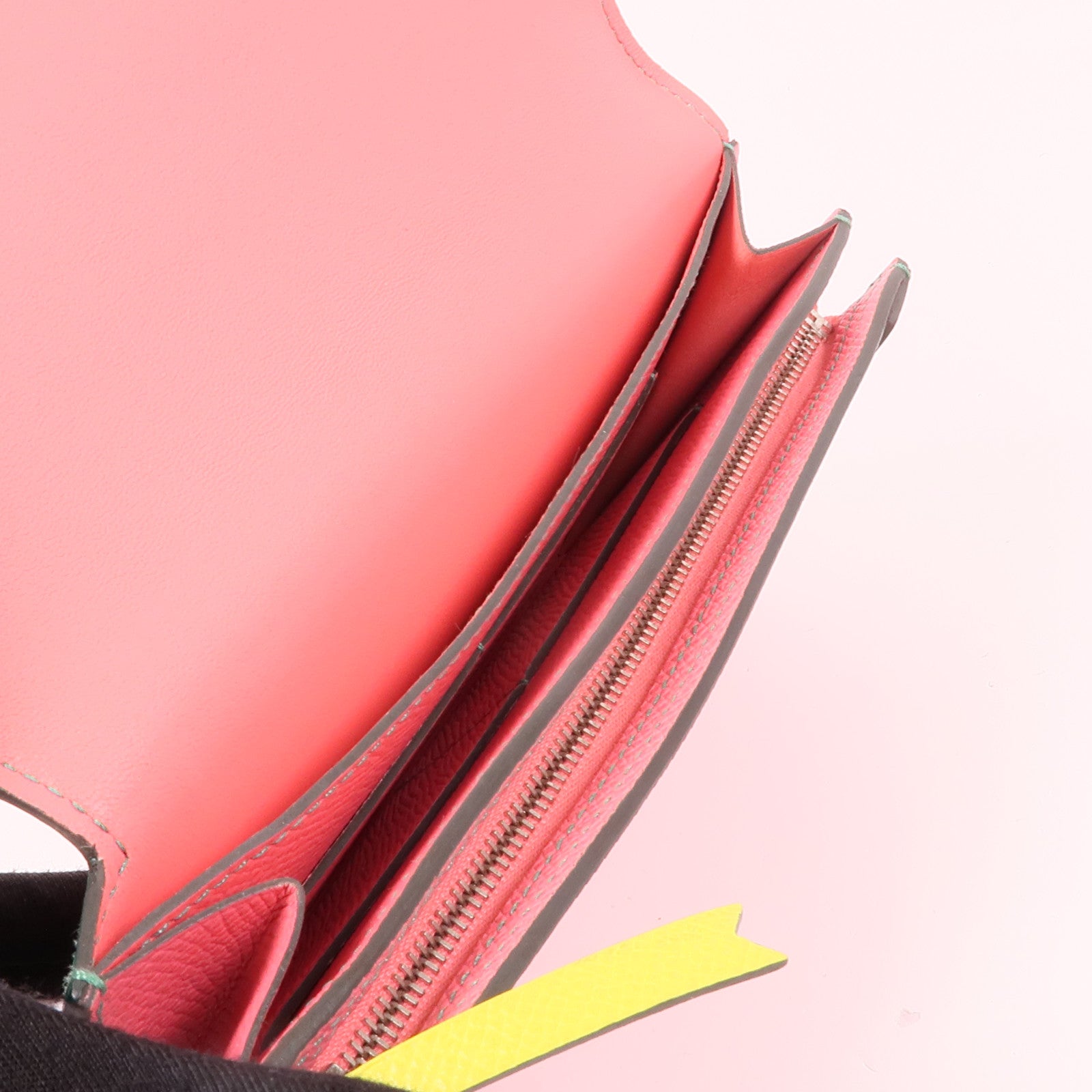 HERMES Epsom皮革Camail Long銀扣長錢包Rose Azalee