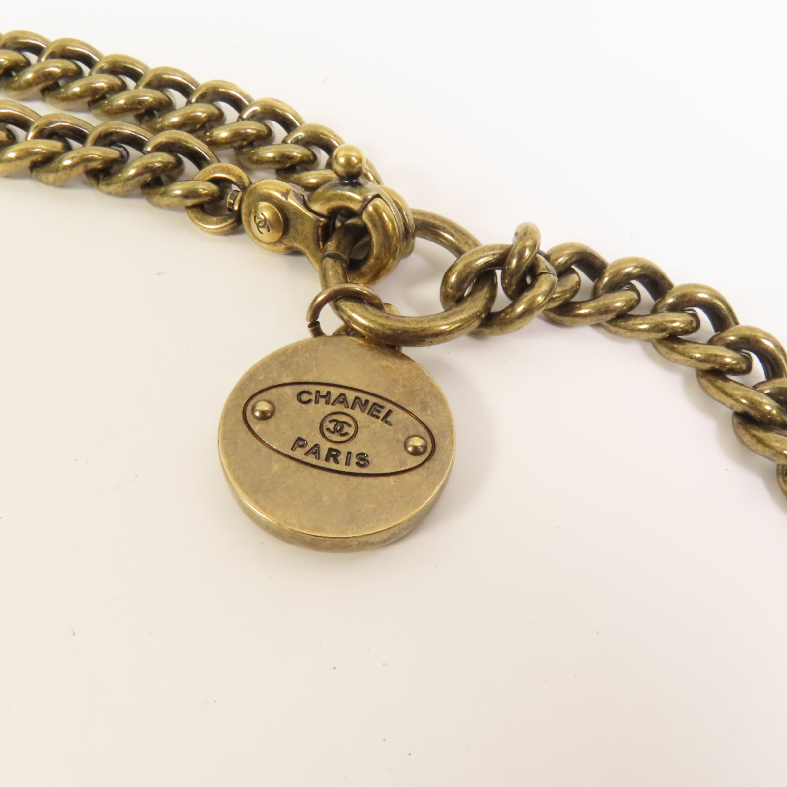 CHANEL 牛皮皮革Chain Shoulder金扣鏈帶肩背袋