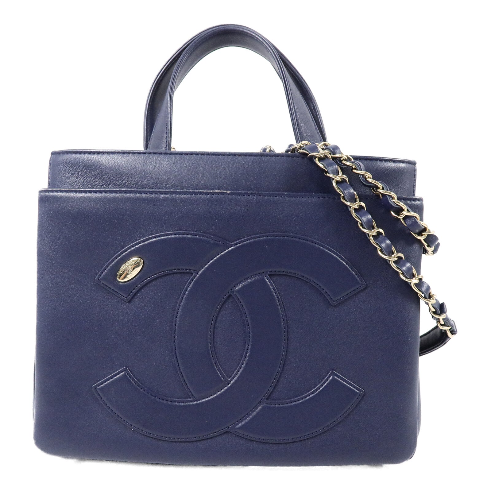 CHANEL 牛皮皮革2 Way Shoulder鏈帶手挽肩背兩用袋