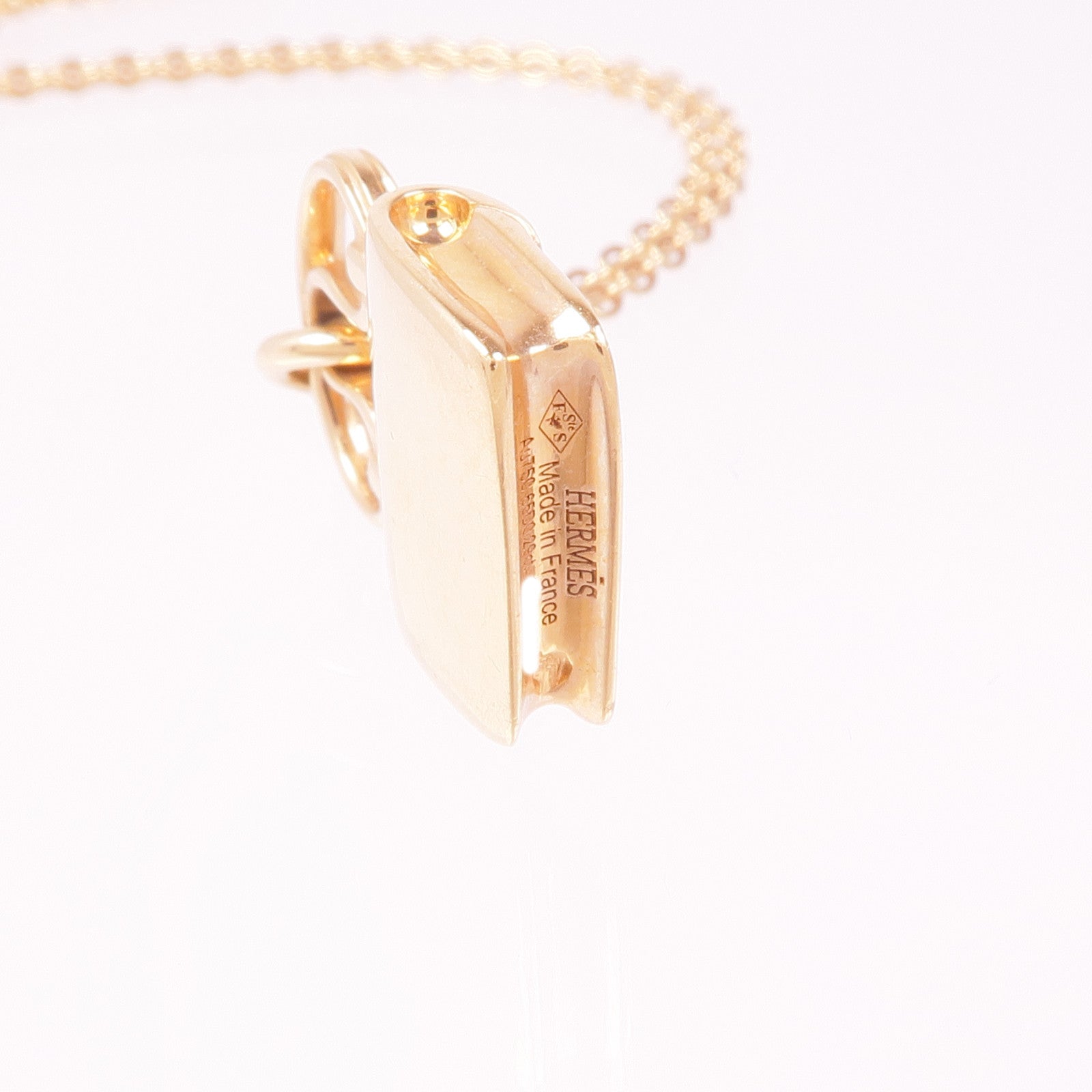 HERMES Amulettes Constance Pendant Diamond Necklace 18K Rose Gold