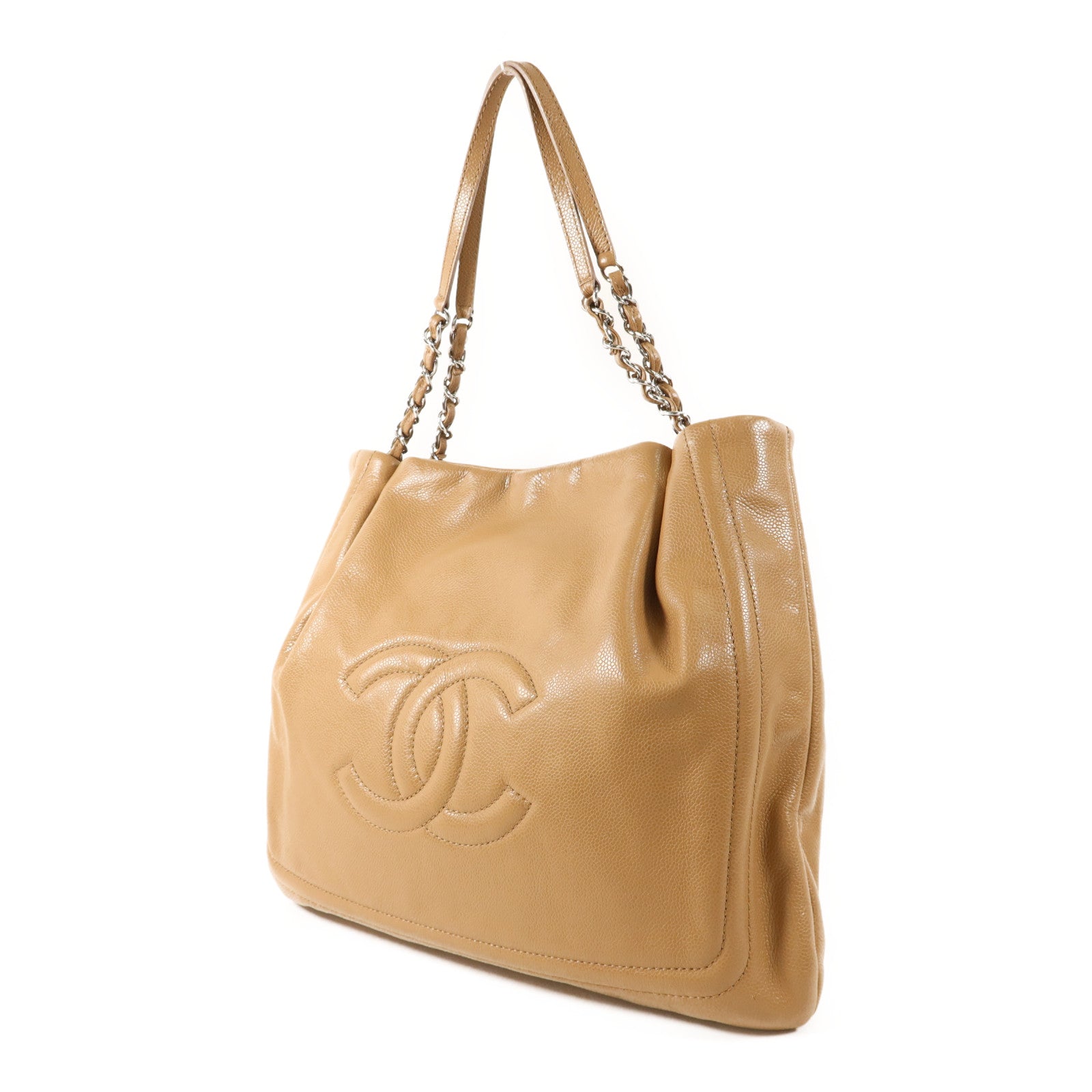 CHANEL 牛皮皮革Shoulder Bag銀扣鏈帶肩背袋