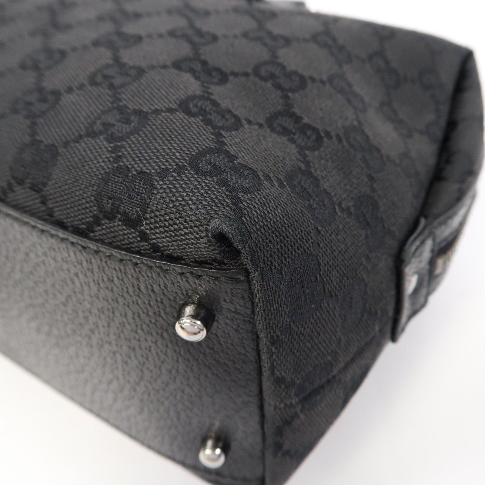 GUCCI 帆布Hand Bag銀扣手挽袋黑色