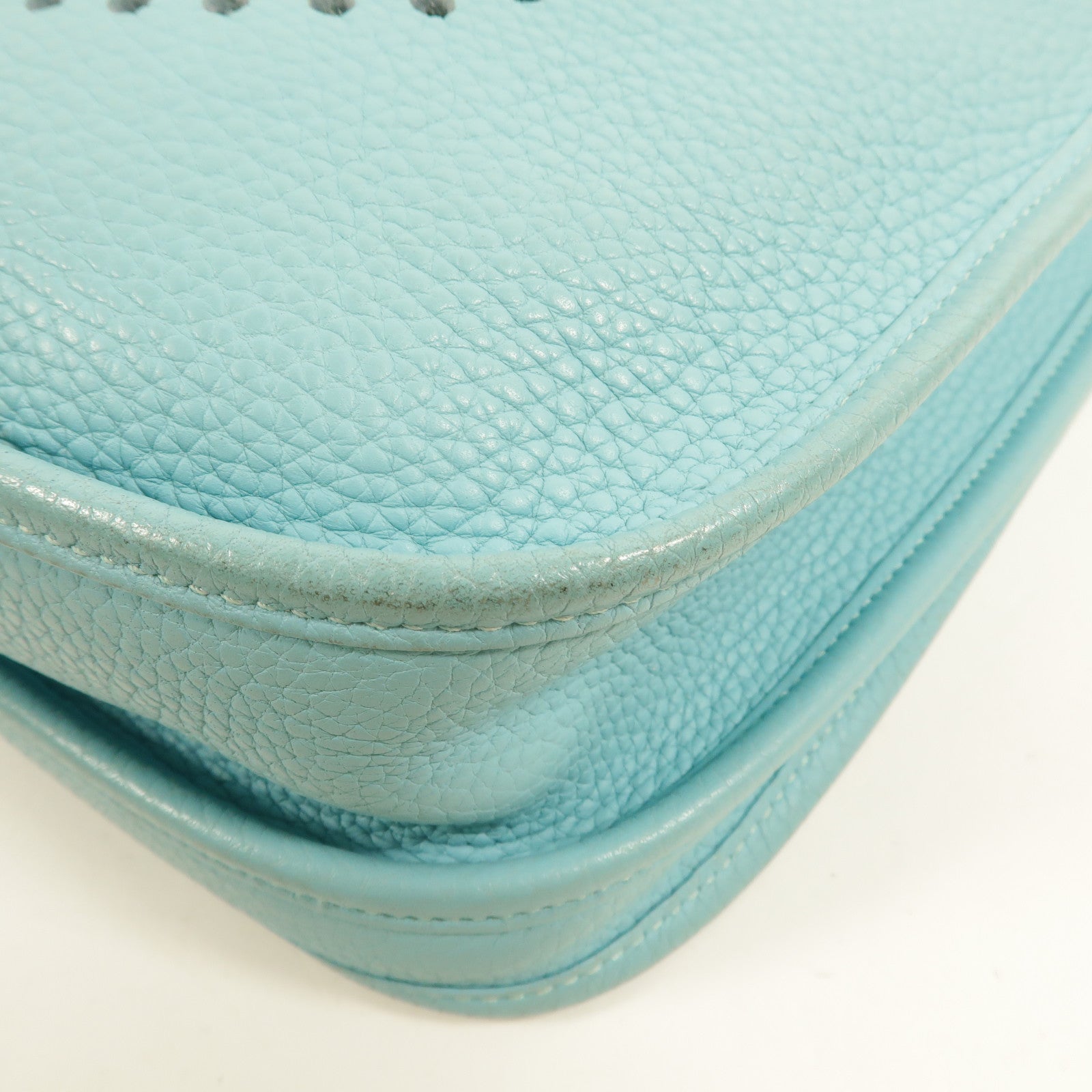 HERMES Clemence皮革Evelyne PM 肩背袋Bleu Atoll