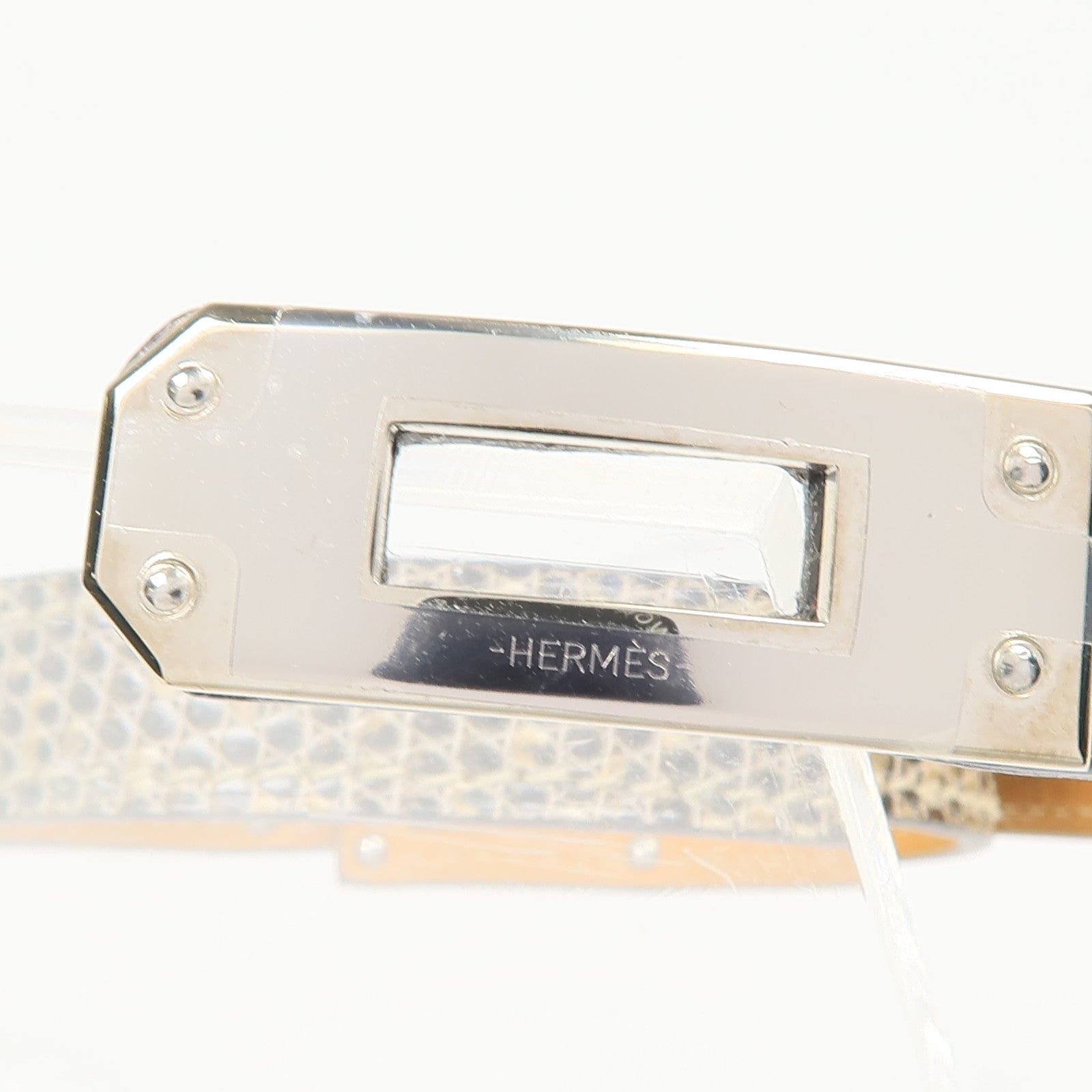 HERMES 蜥蝪皮革Kelly Double Tour Bracelet銀扣手鏈