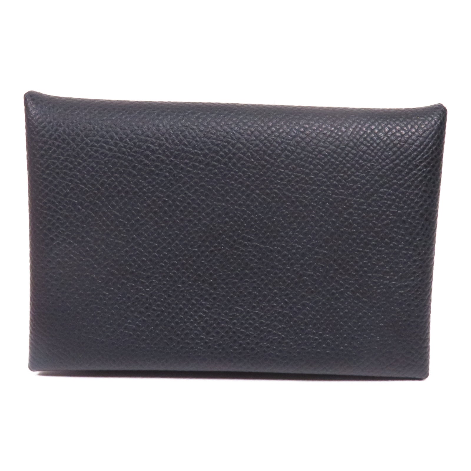 HERMES Epsom皮革Calvi銀扣零錢包Noir