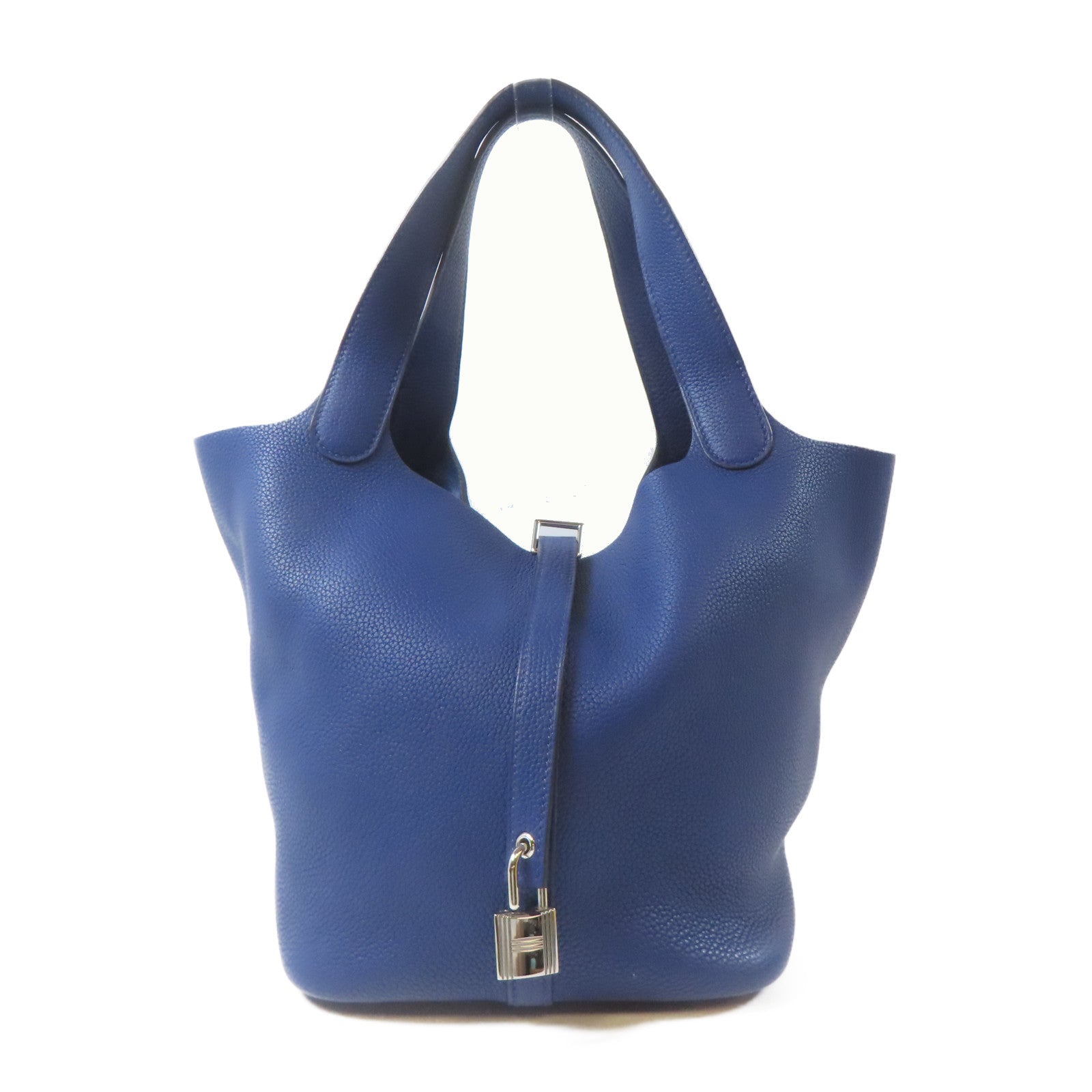 HERMES Clemence皮革Picotin MM銀扣手挽袋Bleu Saphir/藍寶石色
