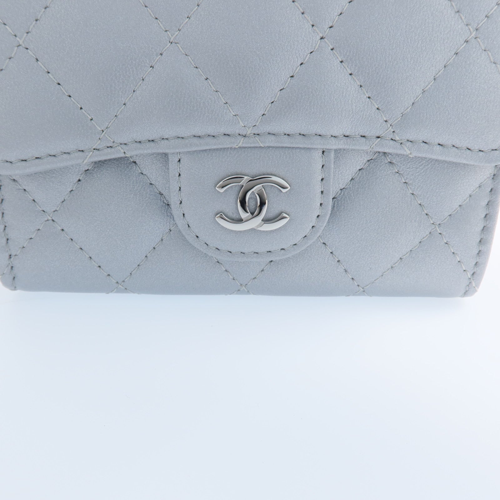CHANEL 【激減優惠】羊皮皮革Card Case銀扣卡片套