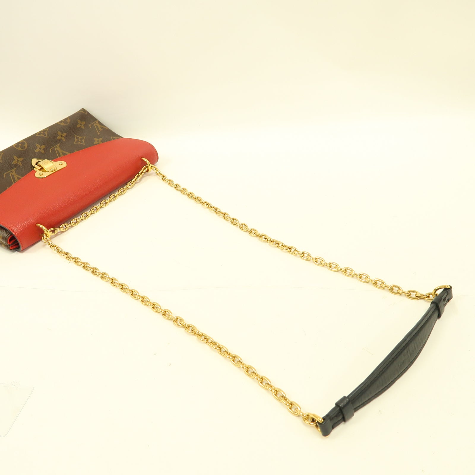 LOUIS VUITTON 【激減優惠】Monogram Saint Placide金扣鏈帶肩背袋啡色/紅色