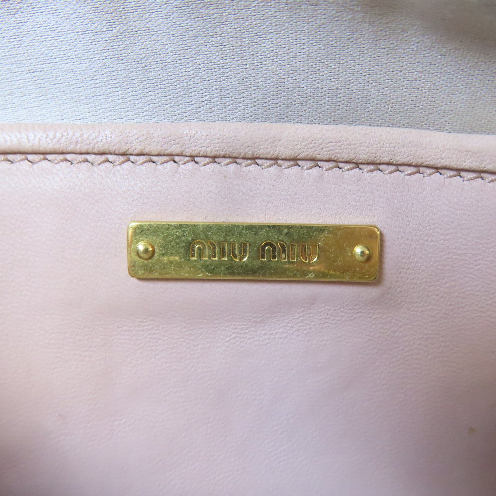 Miu Miu 羊皮皮革Shoulder Bag金扣肩背袋淺褐色
