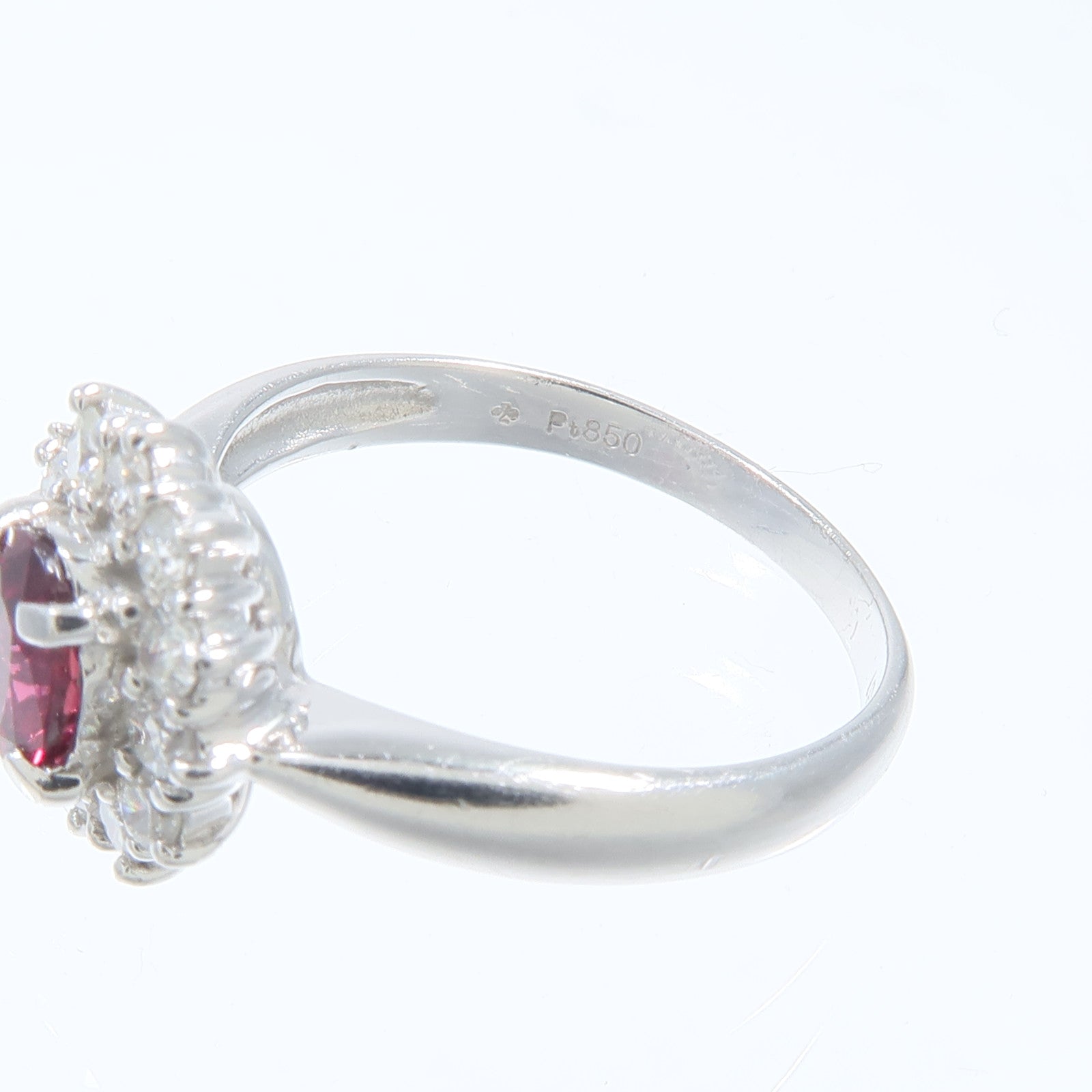 JEWELRY 【激減優惠】PT850鉑金Ruby Diamond Ring紅寶石/鑽石戒指