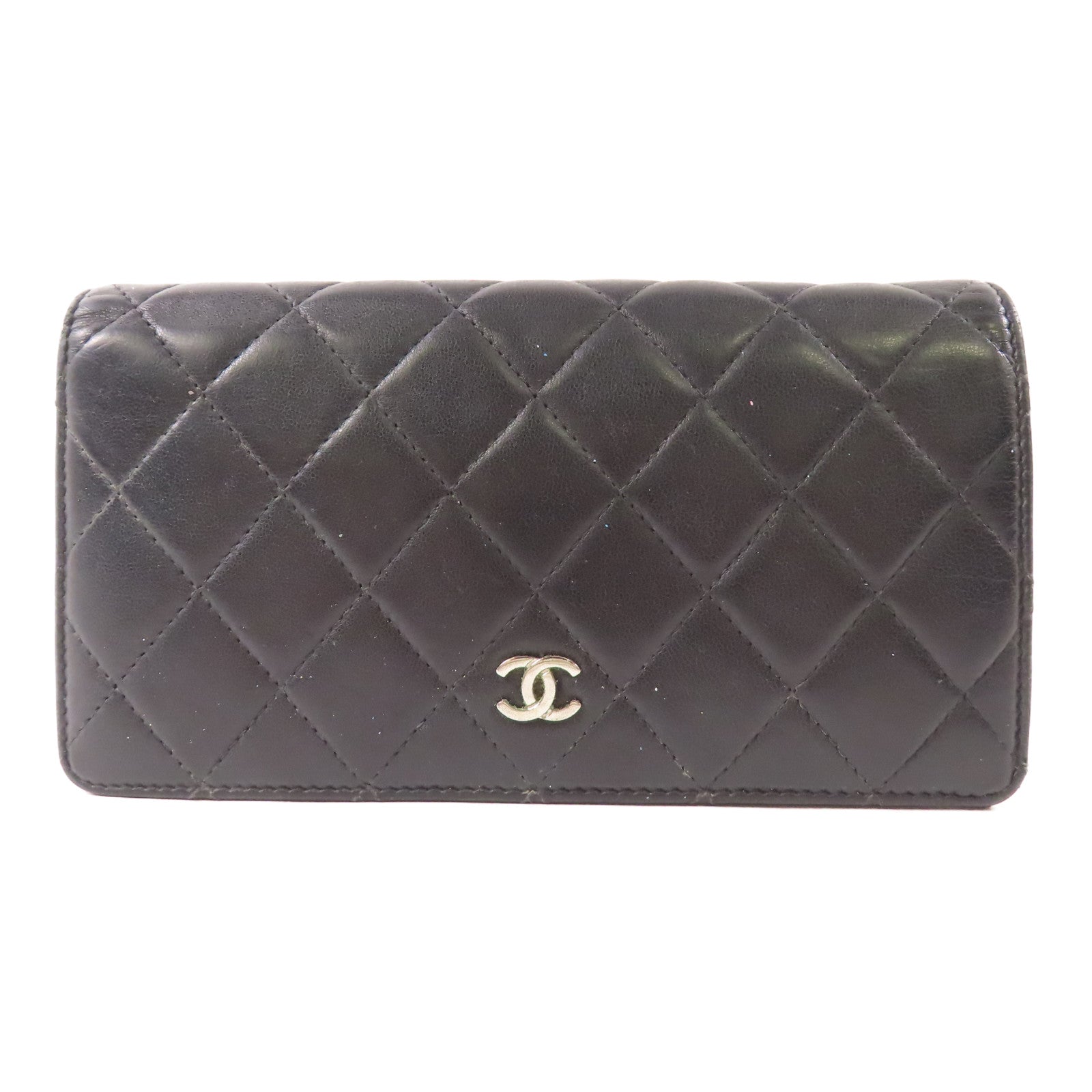 CHANEL 羊皮皮革Long Wallet銀扣長錢包