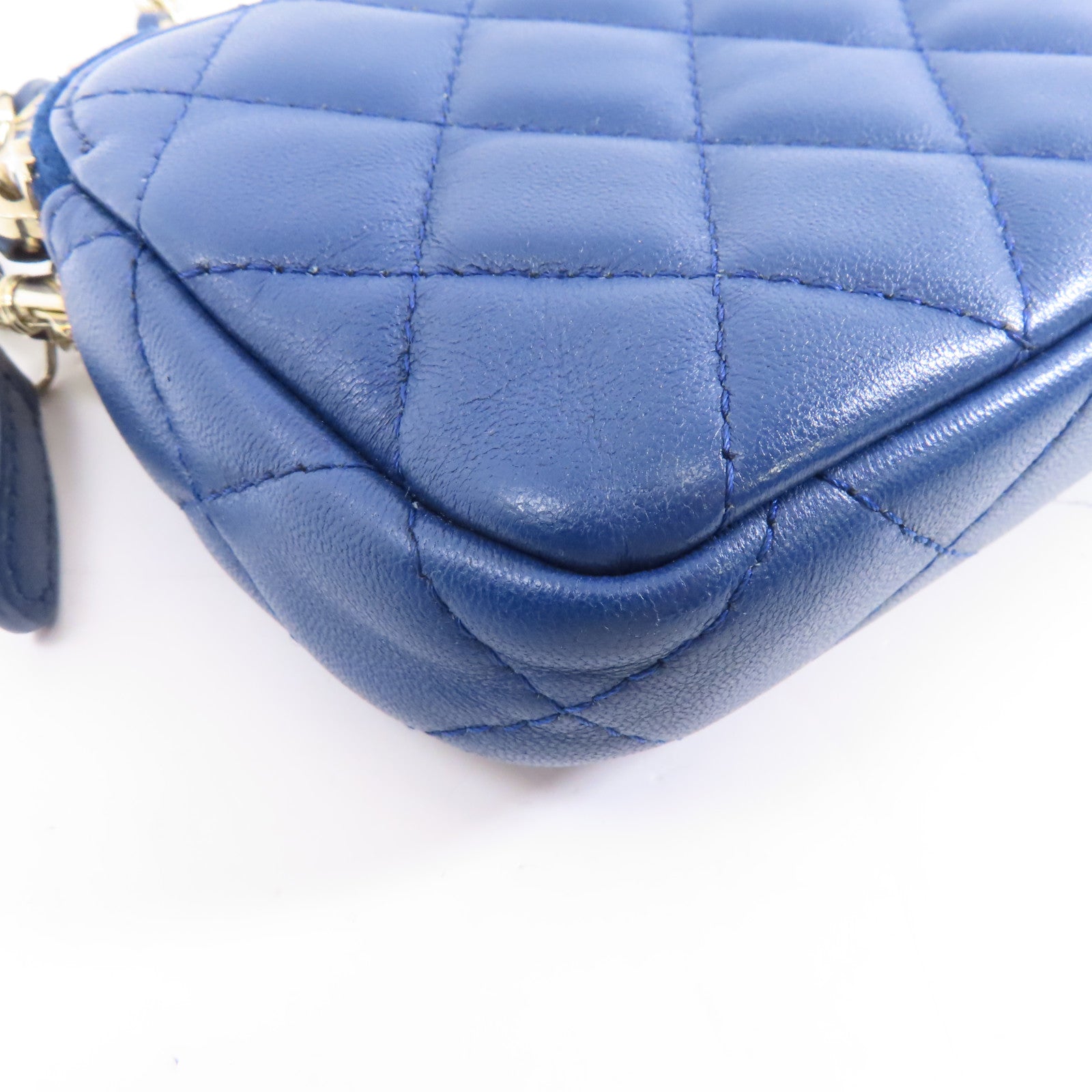 CHANEL 【激減優惠】菱格皮革Wallet On Chain金扣鏈帶肩背袋藍色