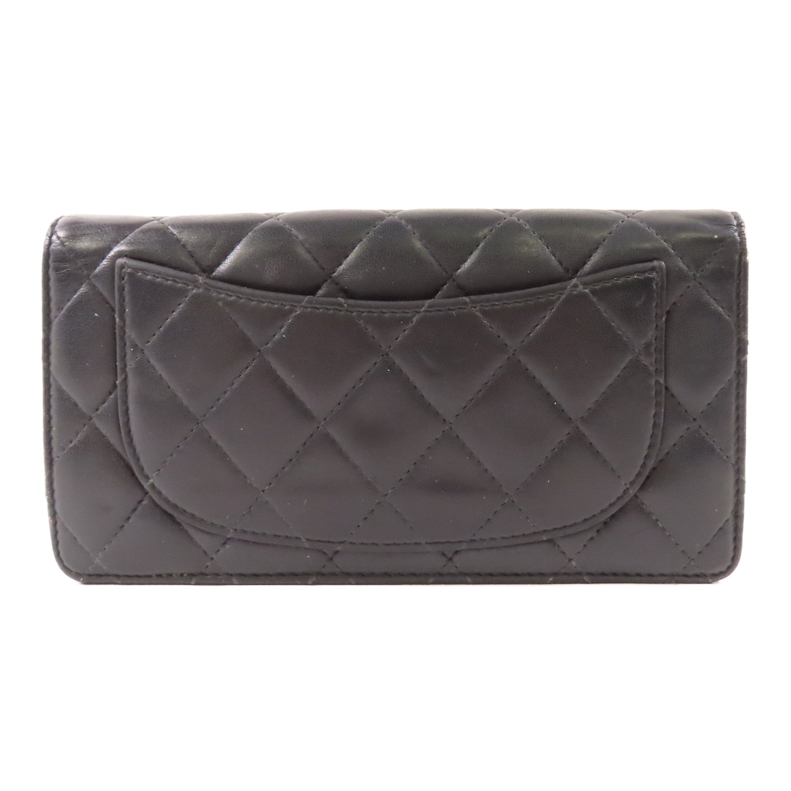 CHANEL 羊皮皮革Long Wallet銀扣長錢包