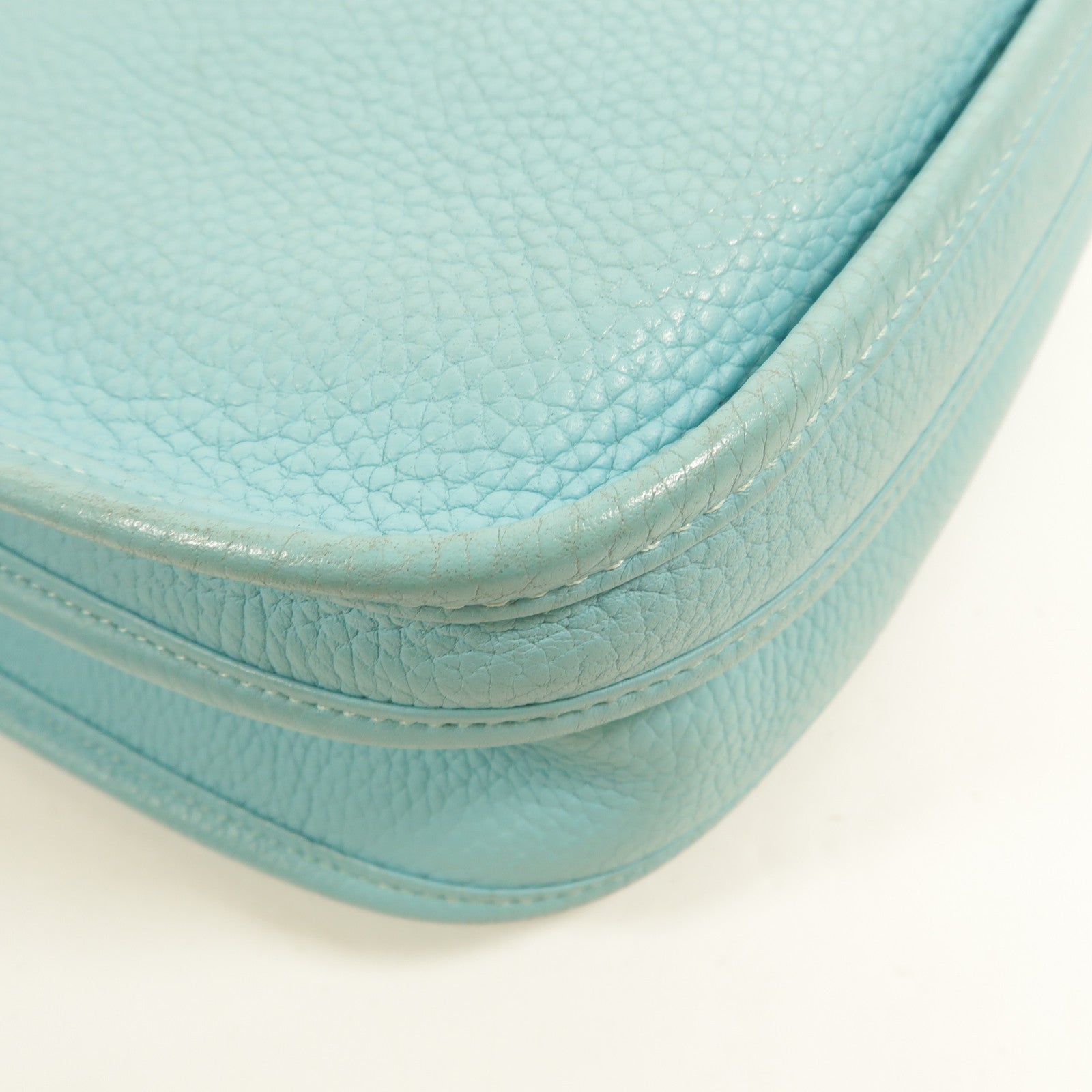 HERMES Clemence皮革Evelyne PM 肩背袋Bleu Atoll