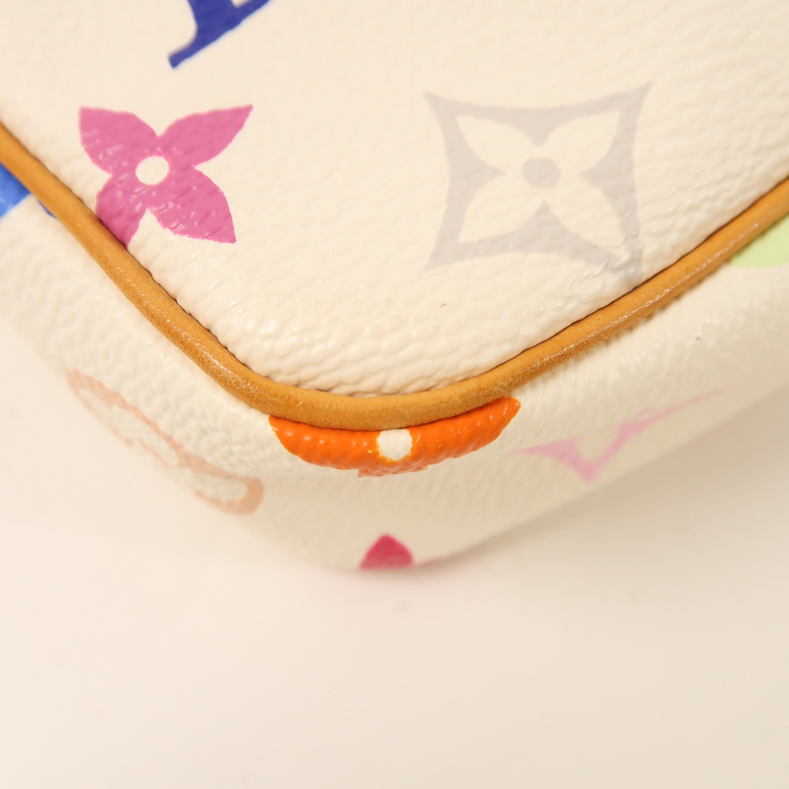 LOUIS VUITTON Monogram Multicolore Pochette Accessories金扣手挽袋白色/彩色