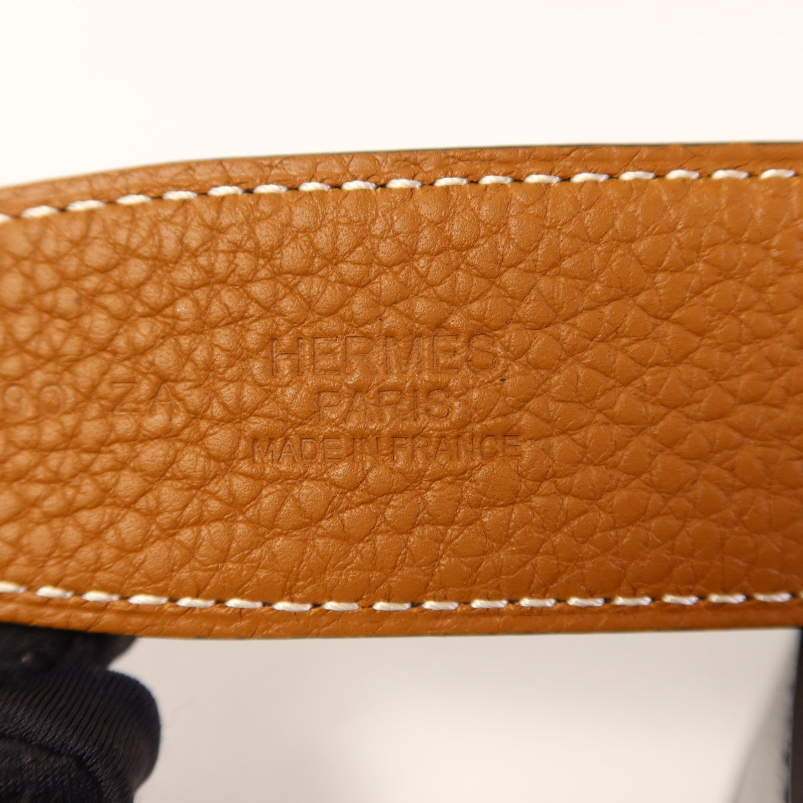 HERMES 皮革Belt金扣皮帶Noir