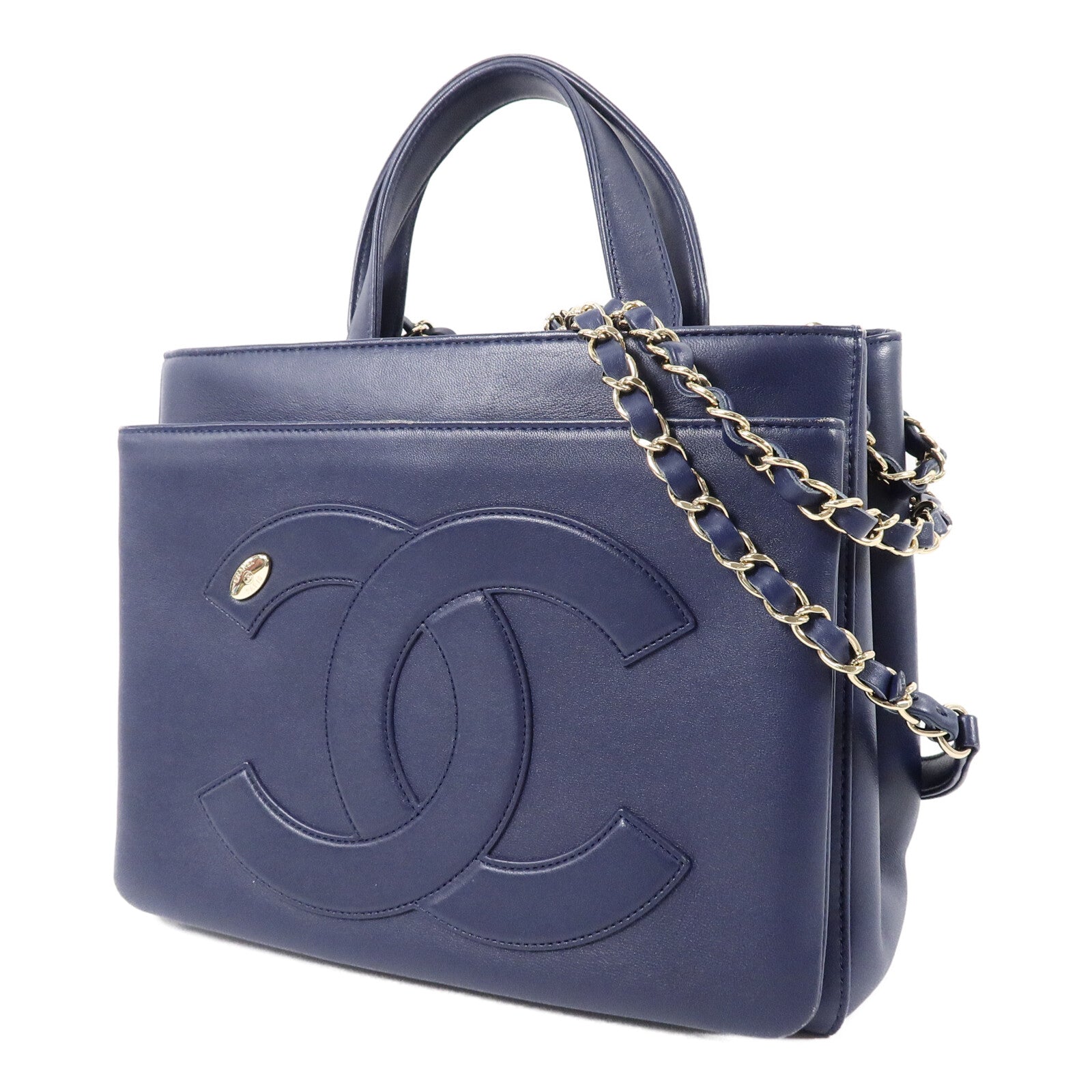 CHANEL 牛皮皮革2 Way Shoulder鏈帶手挽肩背兩用袋