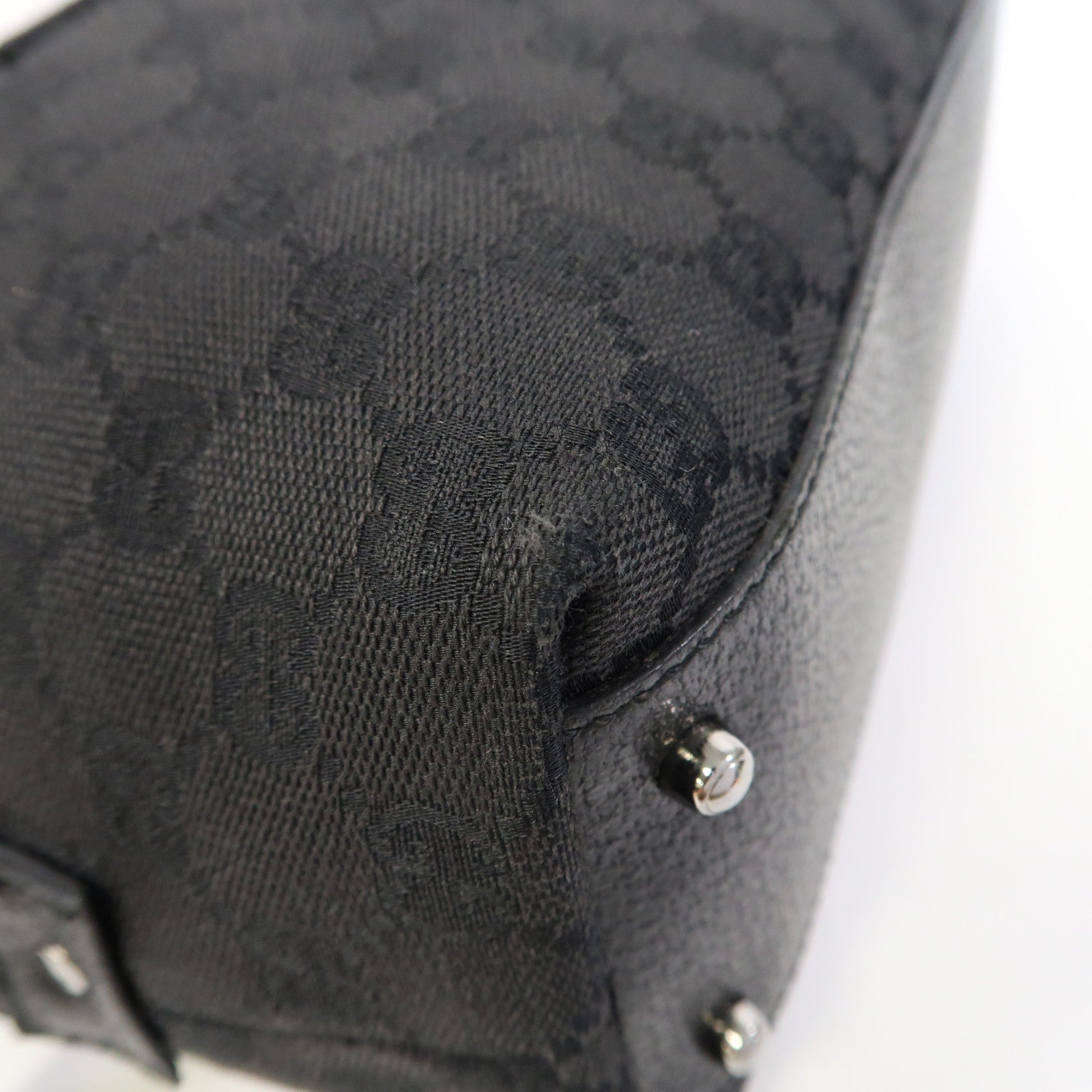 GUCCI 帆布Hand Bag銀扣手挽袋黑色