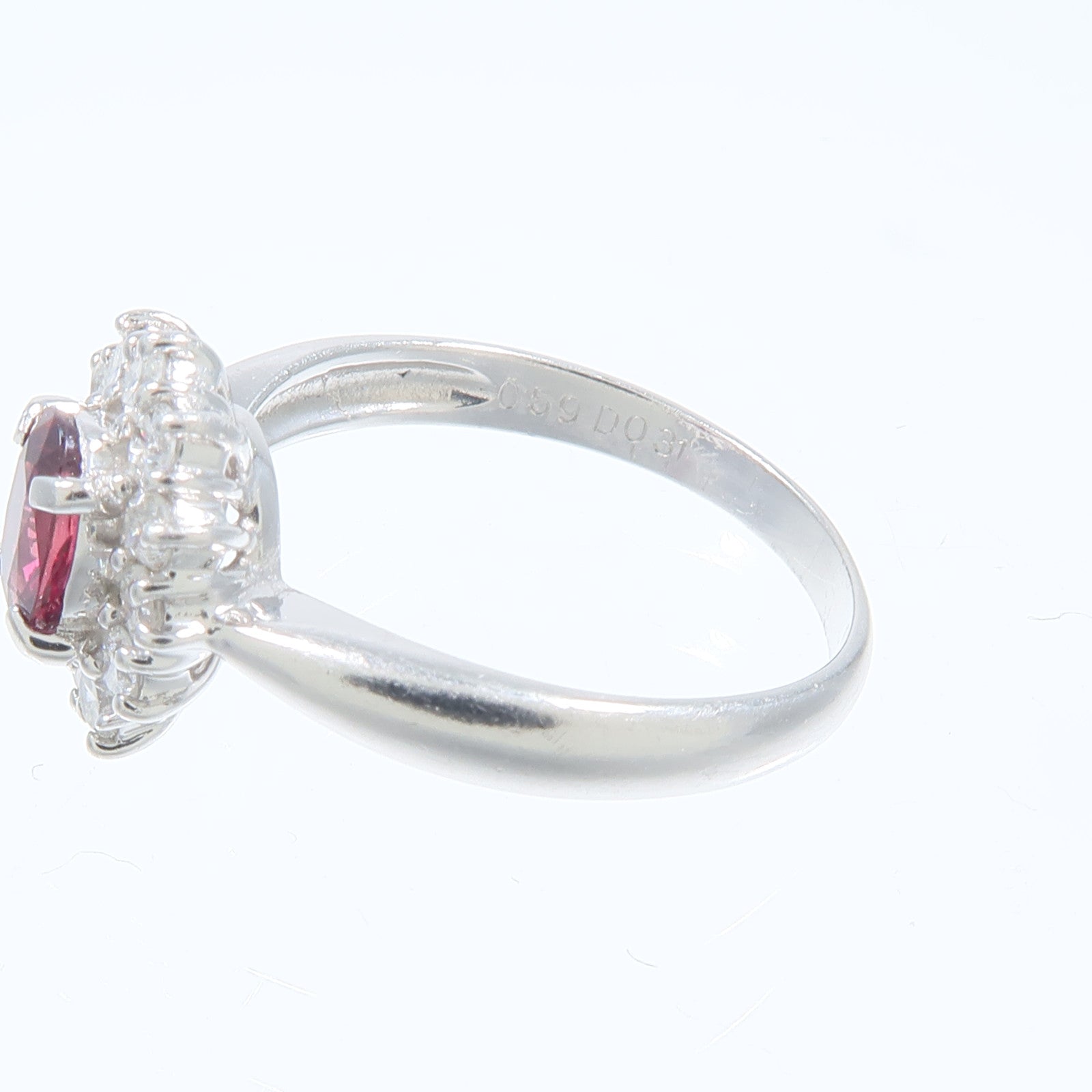 JEWELRY 【激減優惠】PT850鉑金Ruby Diamond Ring紅寶石/鑽石戒指
