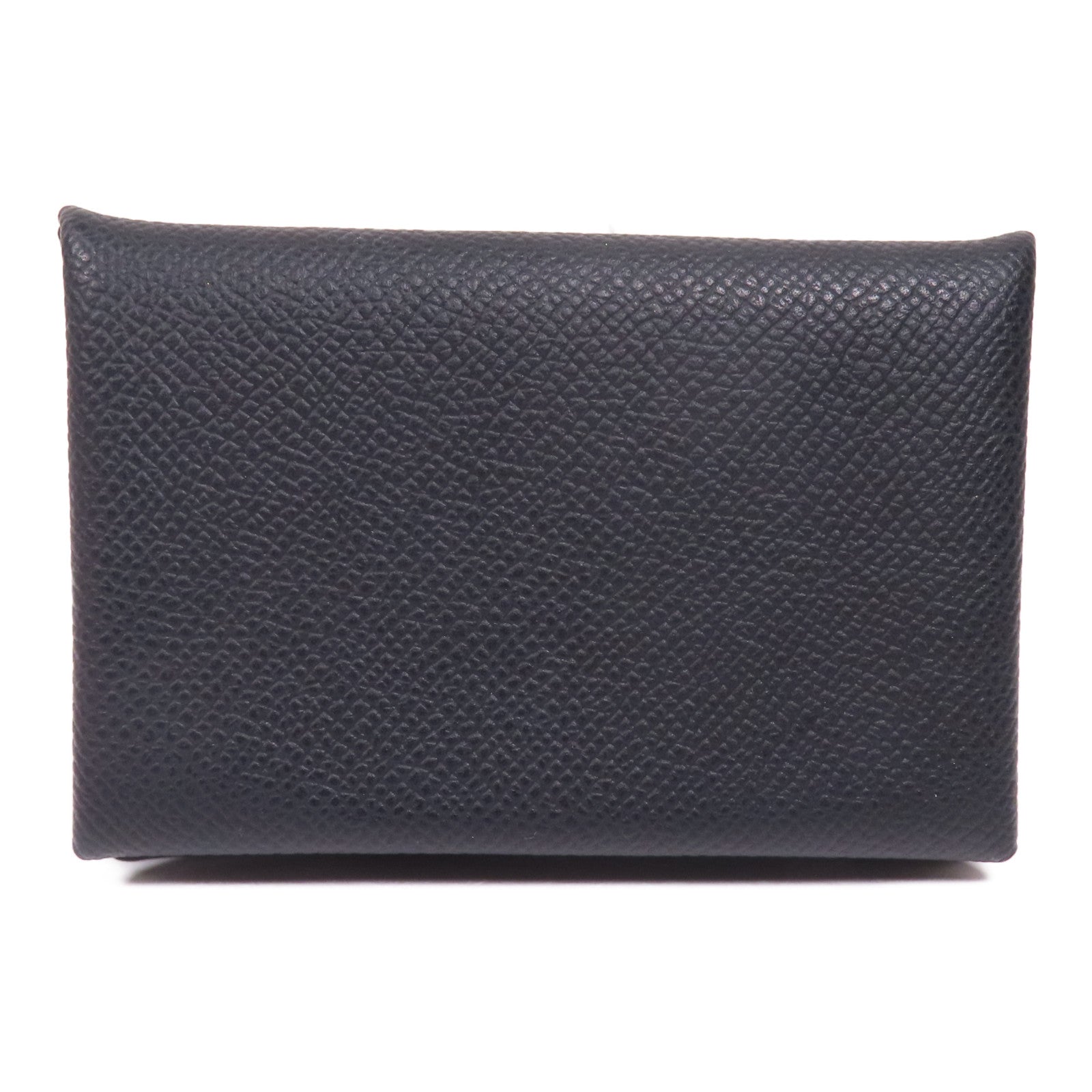 HERMES Epsom皮革Calvi銀扣零錢包Noir