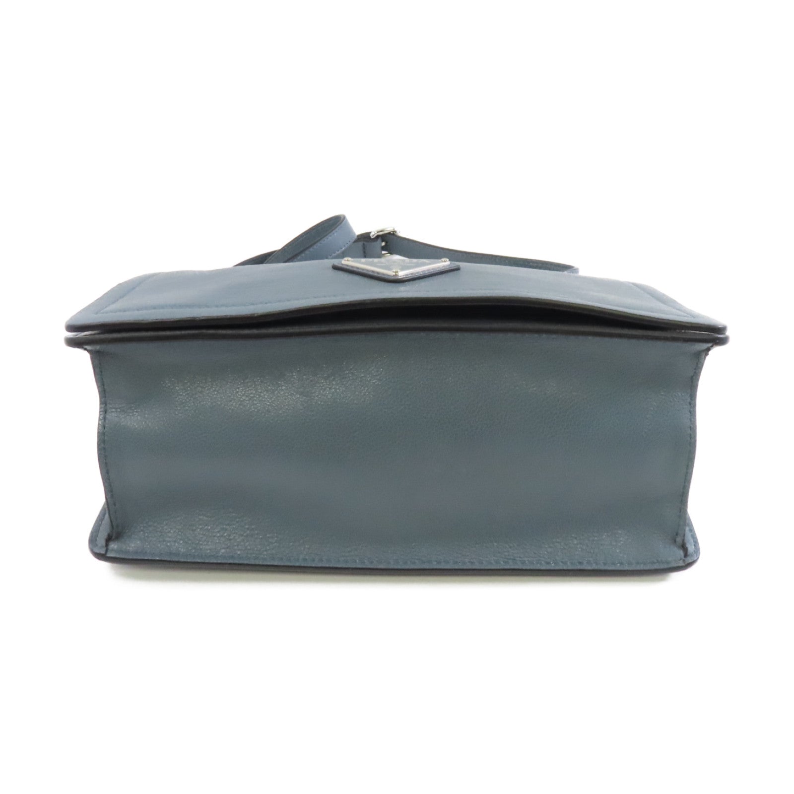 PRADA 牛皮皮革Shoulder Bag銀扣肩背袋藍色