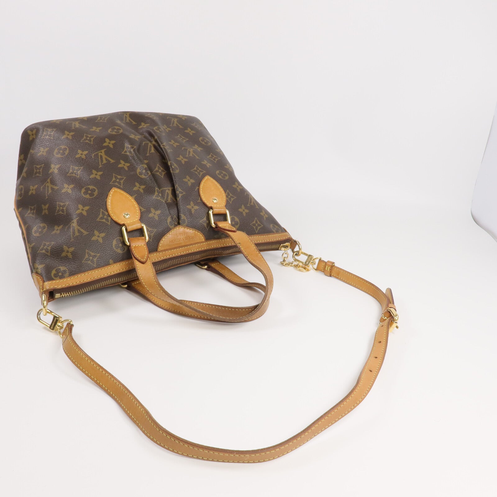 LOUIS VUITTON Monogram Palermo PM金扣手挽肩背兩用袋棕色