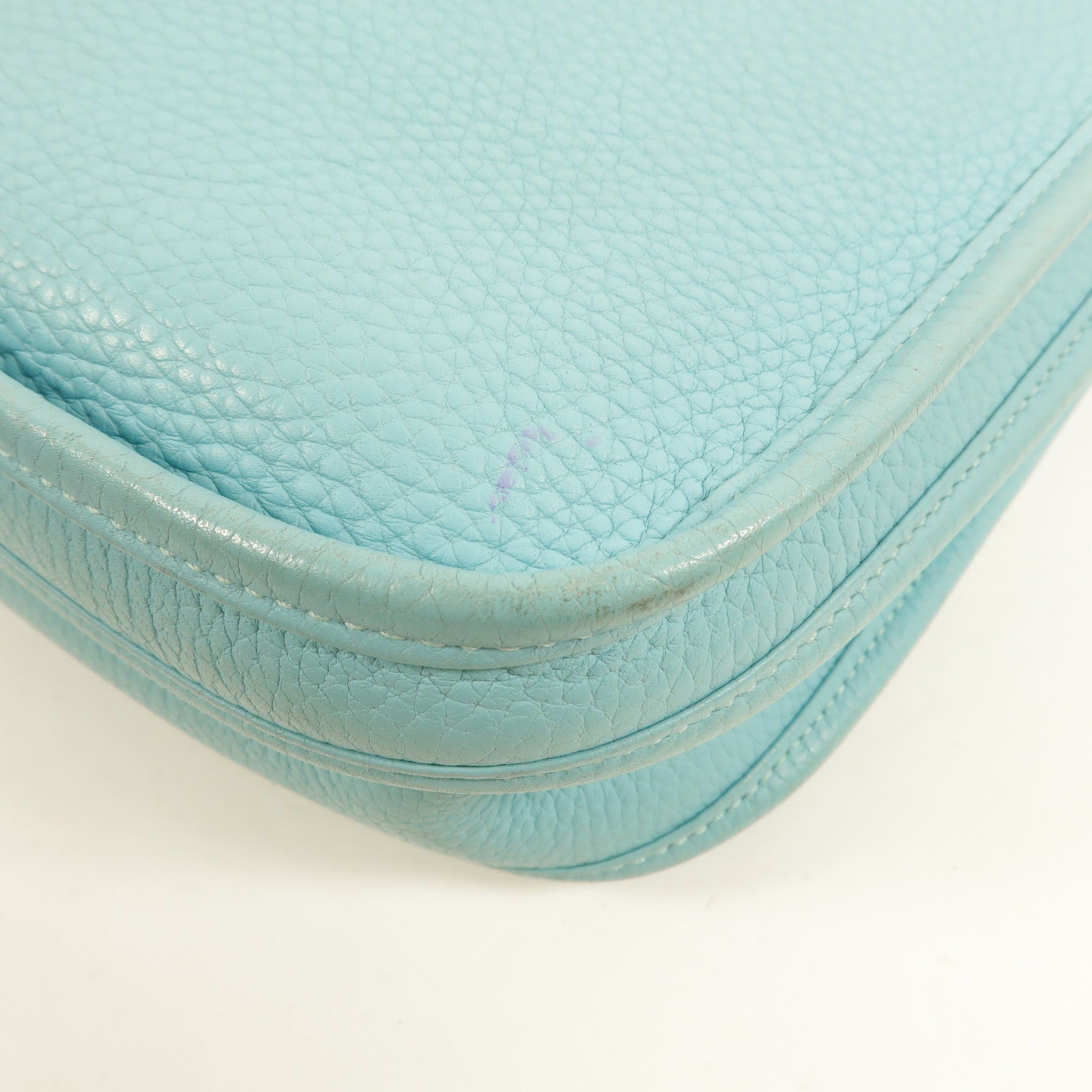 HERMES Clemence皮革Evelyne PM 肩背袋Bleu Atoll