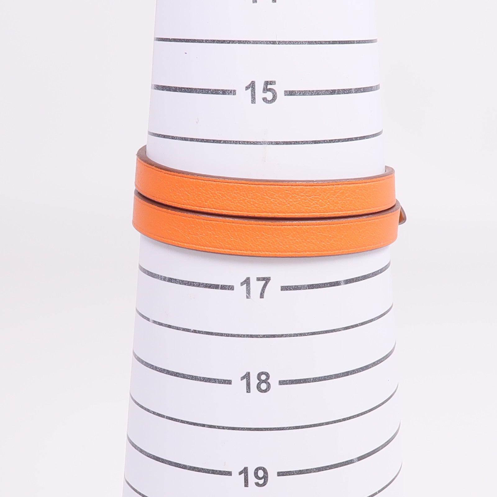 HERMES Swift皮革Behapi Double Tour Bracelet銀扣手帶Orange/Gold