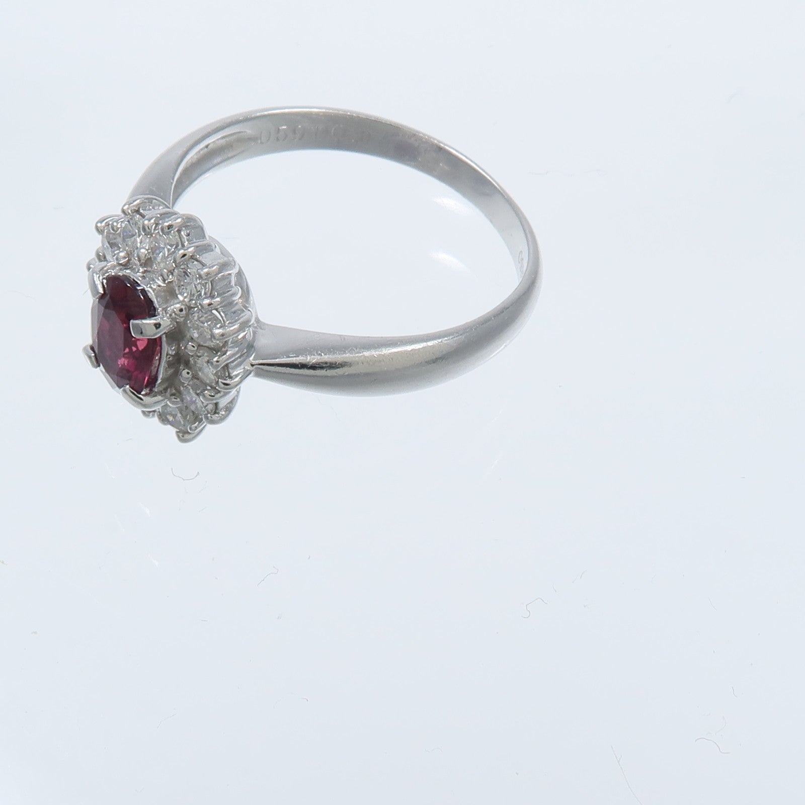 JEWELRY 【激減優惠】PT850鉑金Ruby Diamond Ring紅寶石/鑽石戒指
