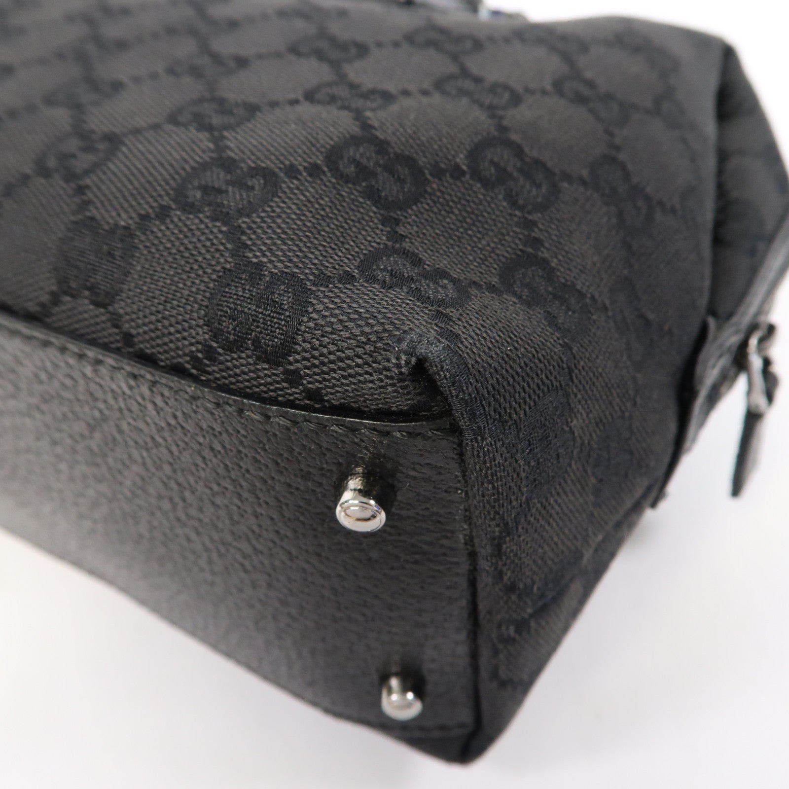 GUCCI 帆布Hand Bag銀扣手挽袋黑色