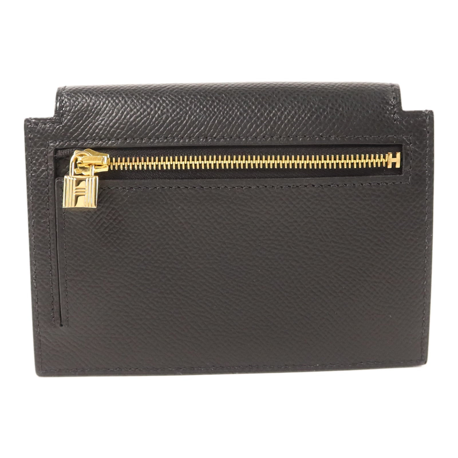 HERMES Epsom皮革Kelly Pocket Wallet金扣錢包Noir