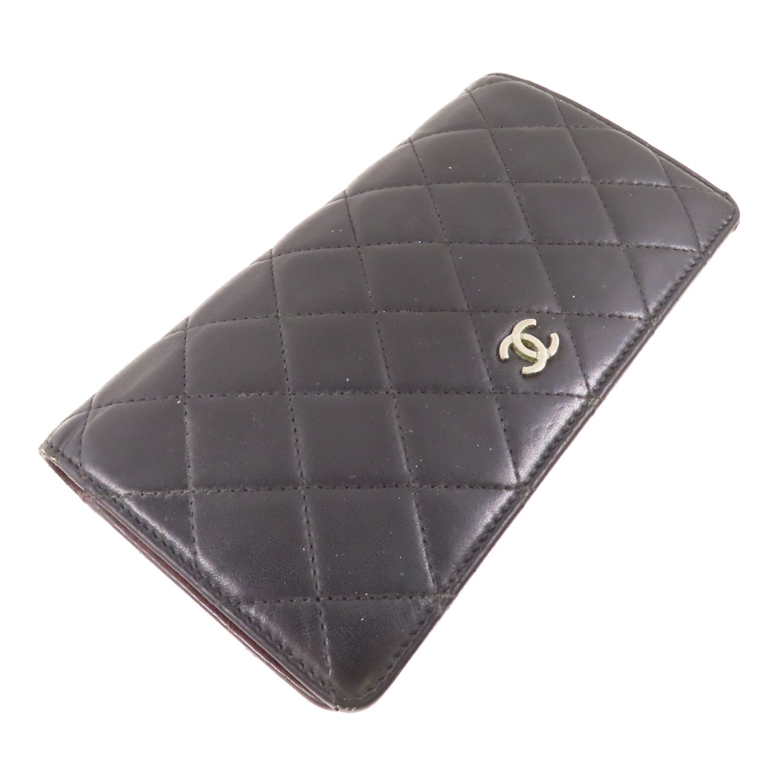 CHANEL 羊皮皮革Long Wallet銀扣長錢包