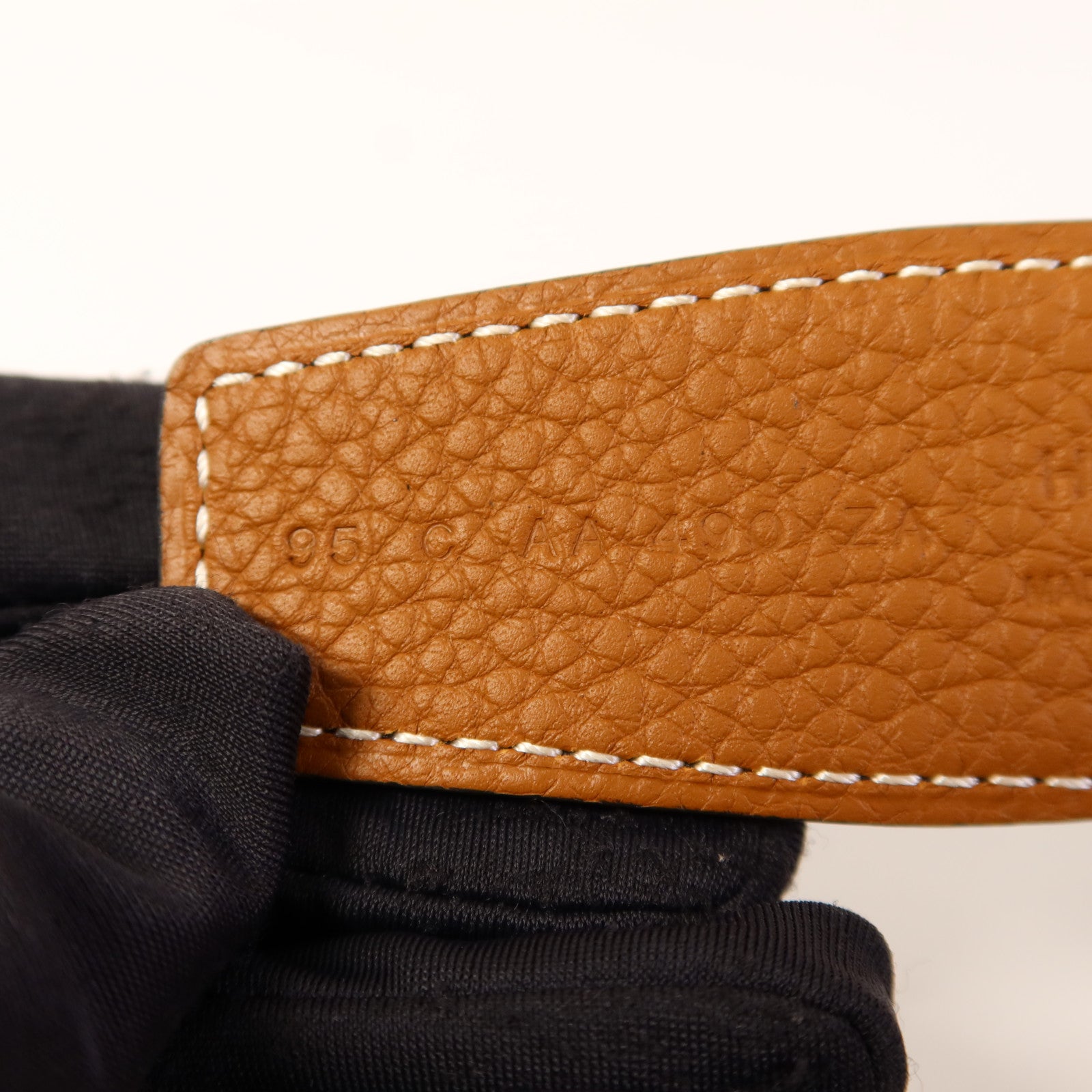 HERMES 皮革Belt金扣皮帶Noir