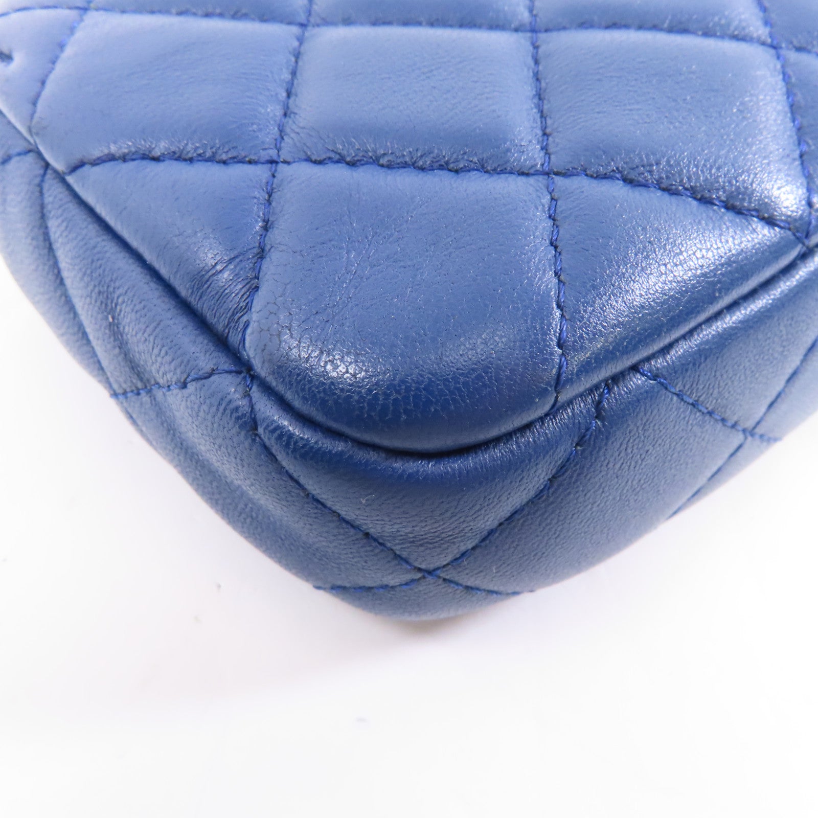 CHANEL 【激減優惠】菱格皮革Wallet On Chain金扣鏈帶肩背袋藍色