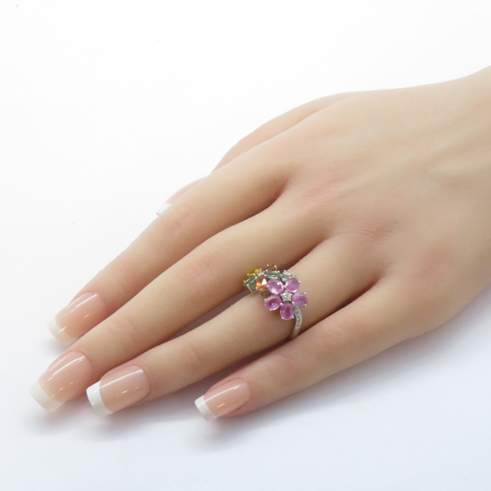 JEWELRY 18K白金Sapphire Ring 5.9g寶石戒指銀色/多色US#6