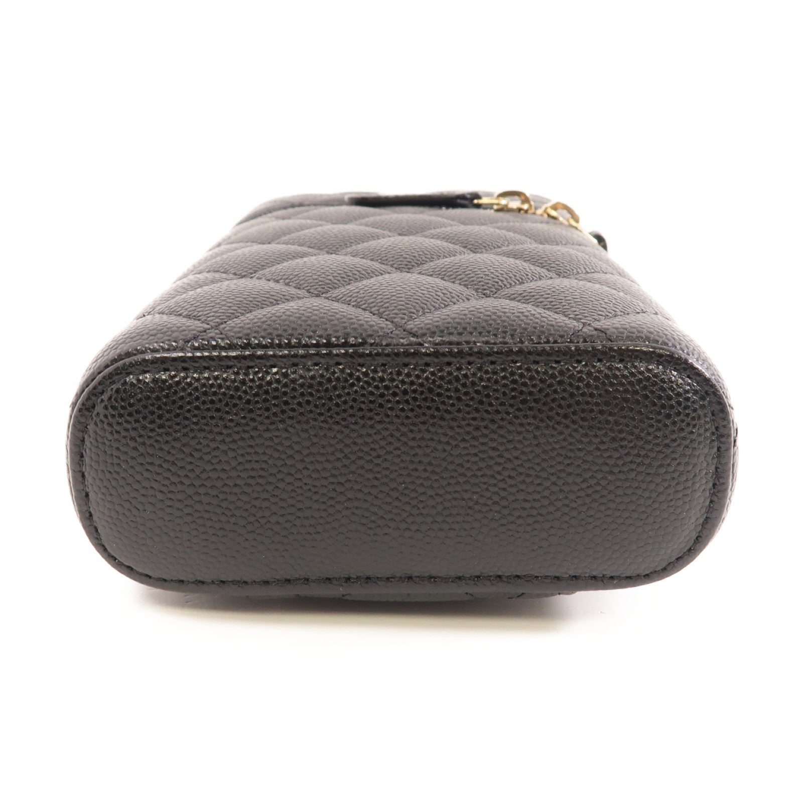 CHANEL 菱格牛皮皮革Chain Shoulder Bag金扣鏈帶肩背袋黑色