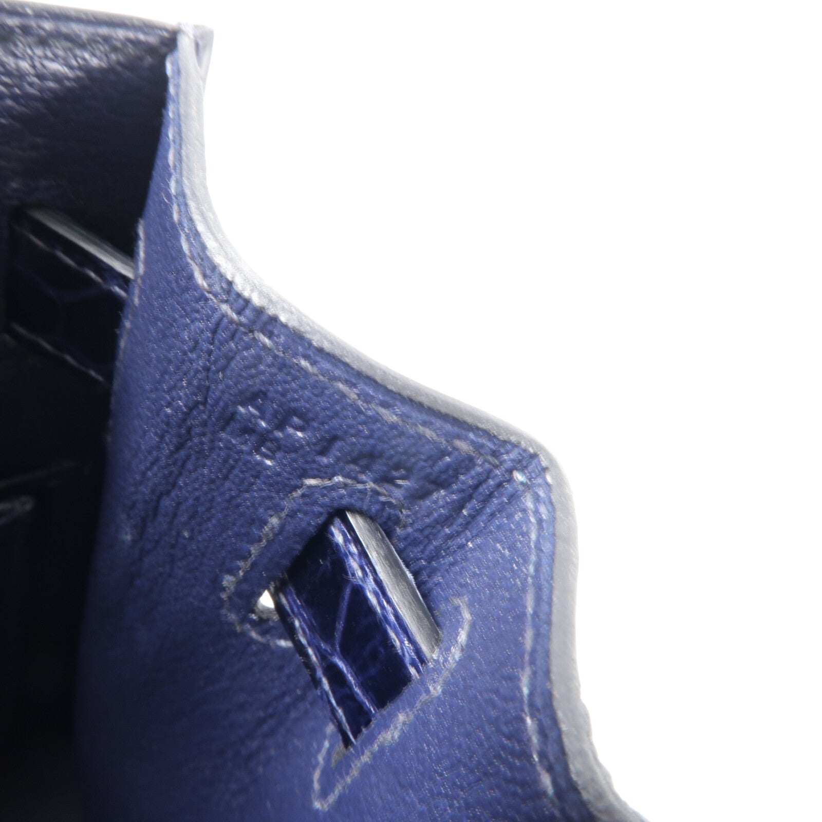 HERMES 鱷魚皮革Kelly 28手挽肩背兩用袋Bleu Saphir
