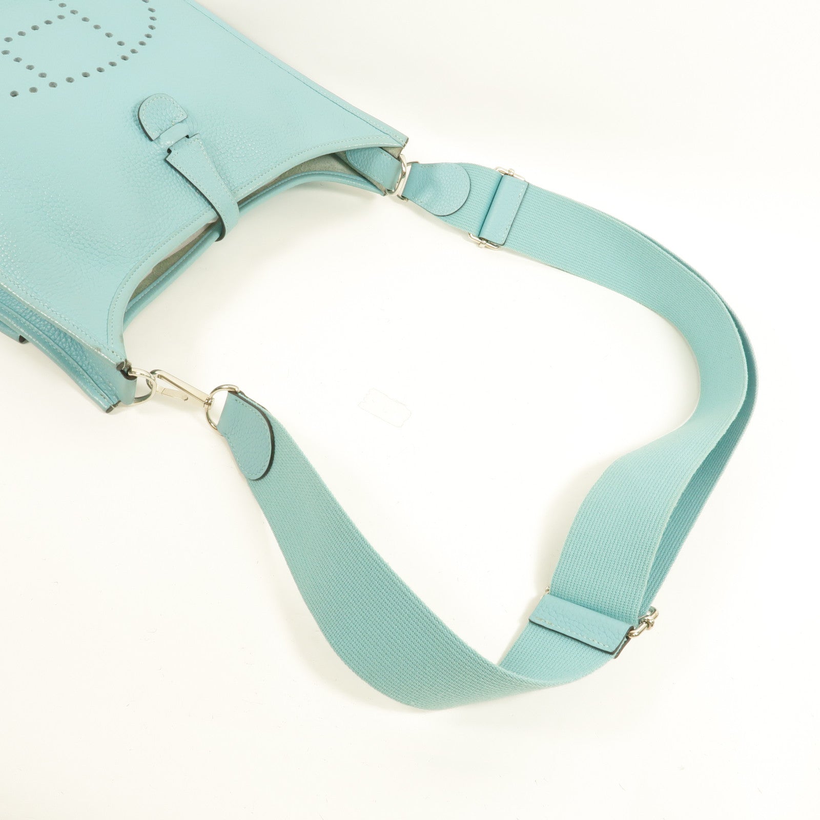 HERMES Clemence皮革Evelyne PM 肩背袋Bleu Atoll